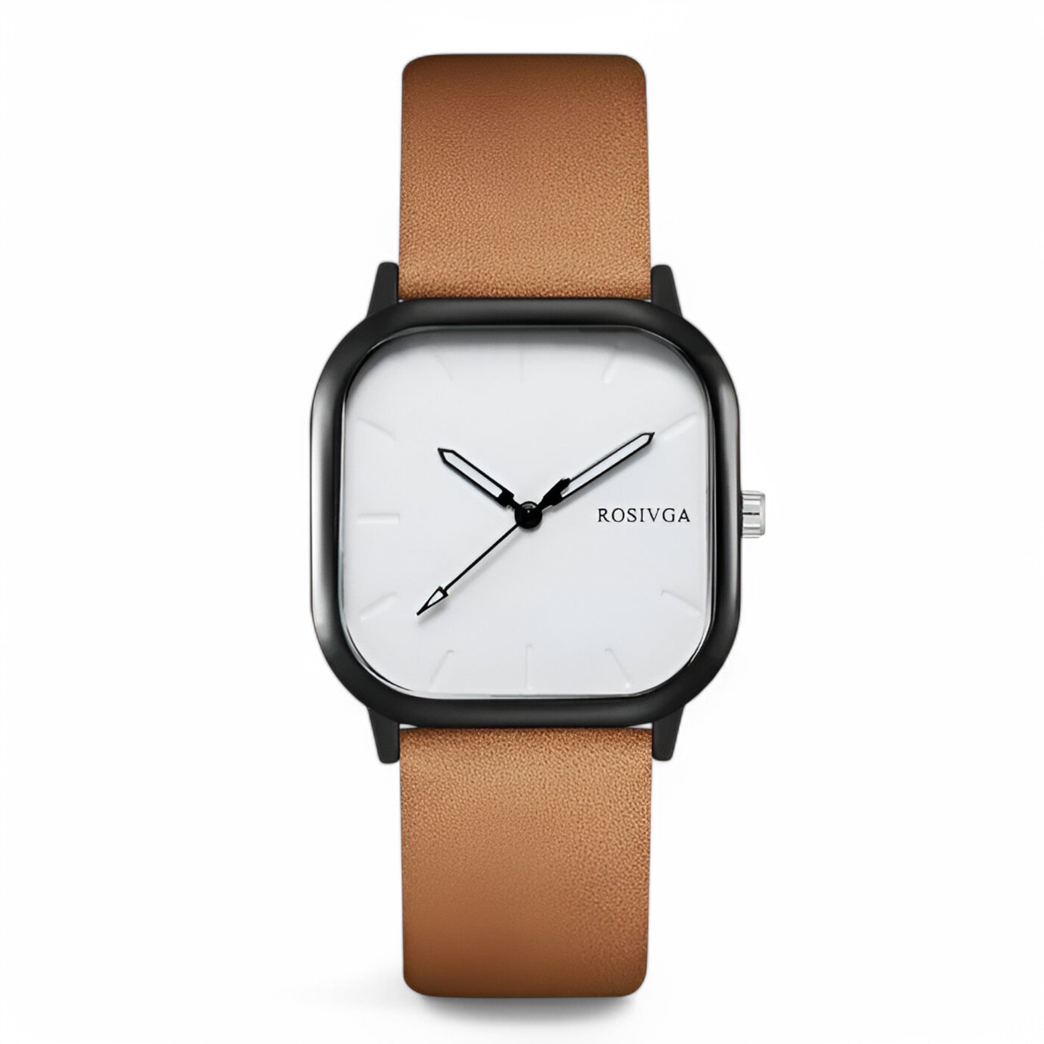 Elias | Kvartsur i PU læder med firkantet urskive - Kaffe - watches - {{ product_tags }