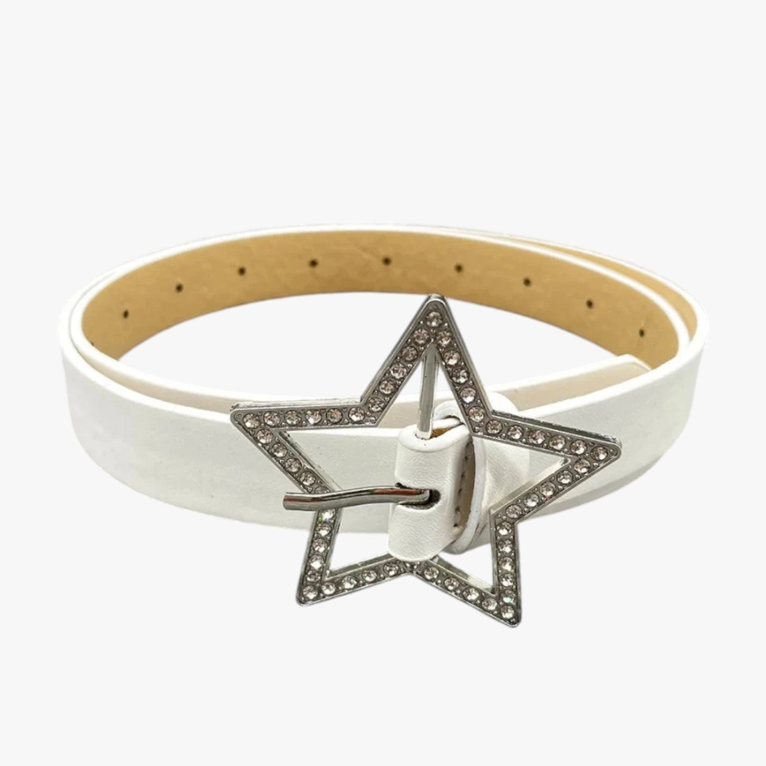 Haven | Rosa læderbælte med retrospænde og glitrende diamanter - Hvid - Haven | Rosa læderbælte med retrospænde og glitrende diamanter - €25 - {{ product_tags }
