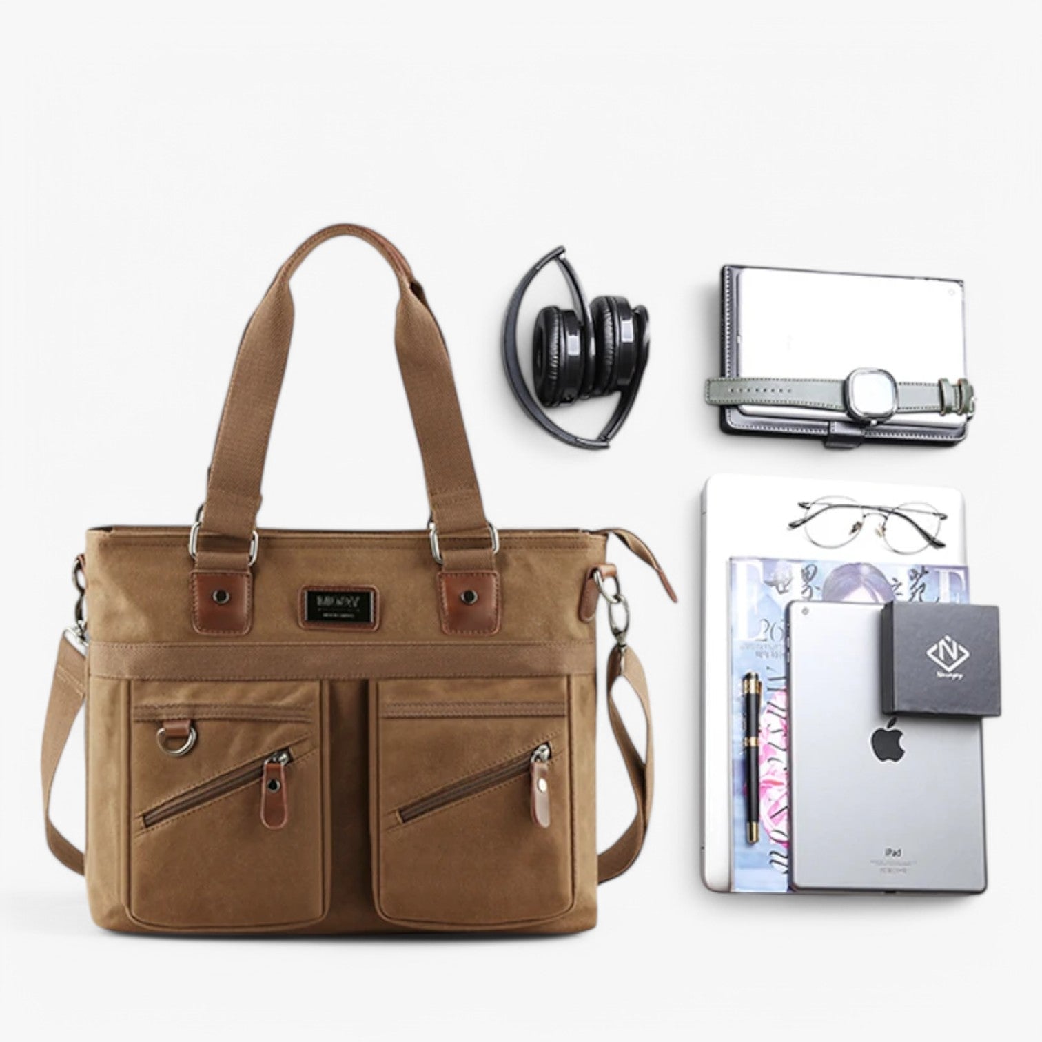 Brendan | Stilfuld og funktionel – Vintage Lærred Skuldertaske - - bags - {{ product_tags }