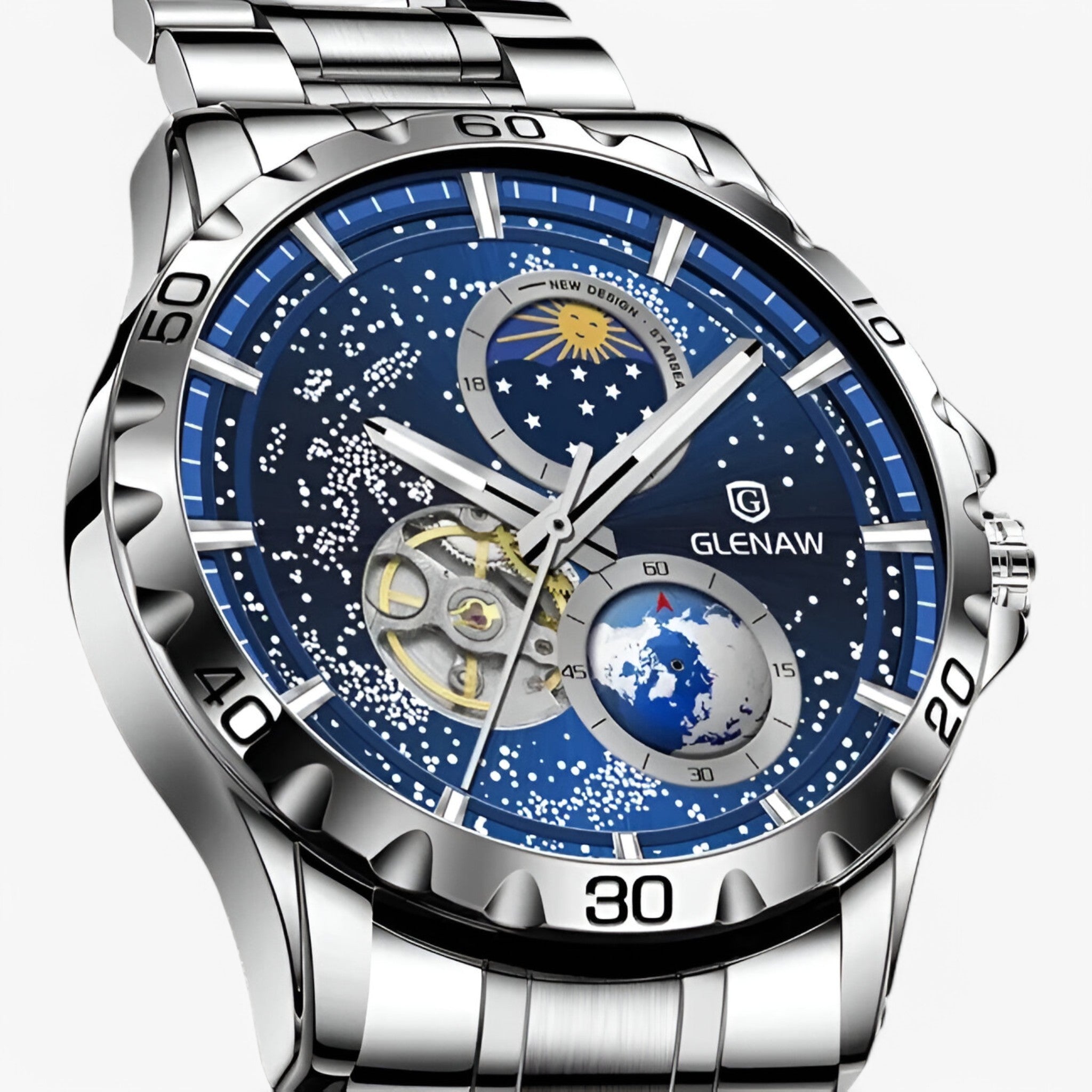 Jareth | Mekanisk månefaseur lavet af rustfrit stål - - watches - {{ product_tags }