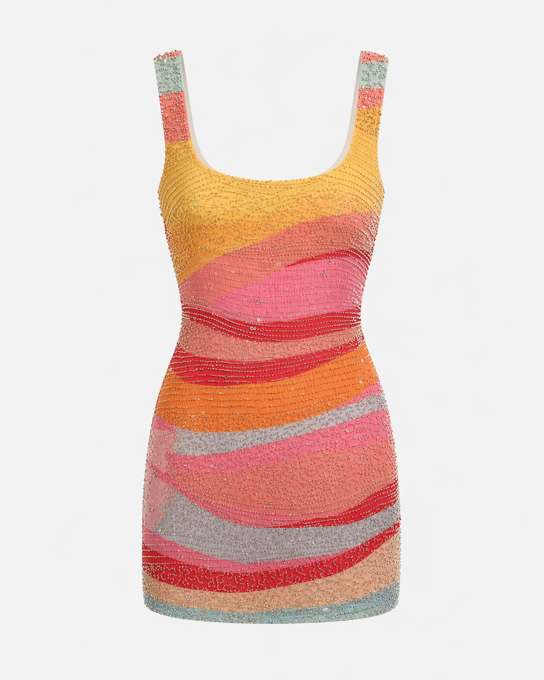 Beate | Sabrina Farve-Pop Square-Neck Mini Kjole