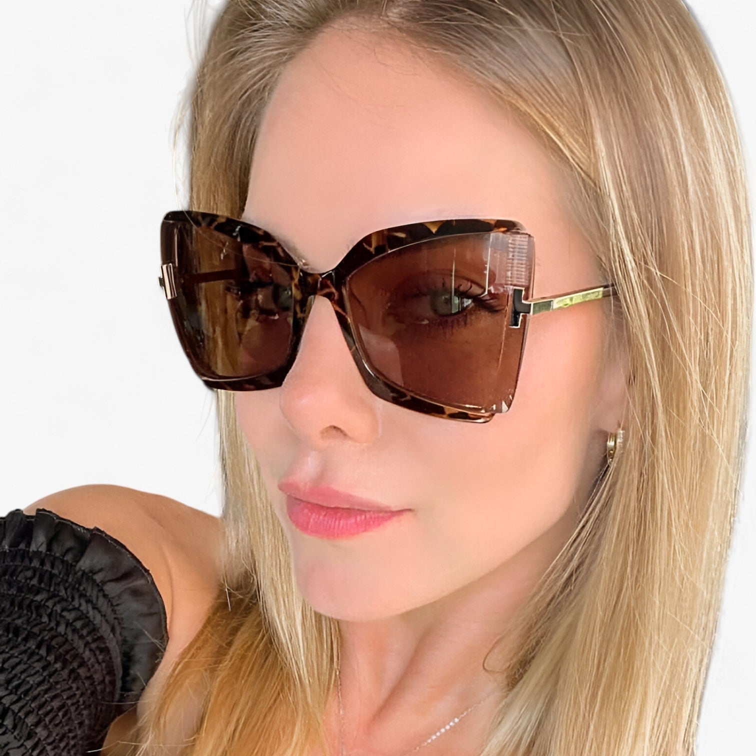 Andrea | Katteøje solbrille med T-beslag - dristig stil, levende farver - - women's fashion - {{ product_tags }