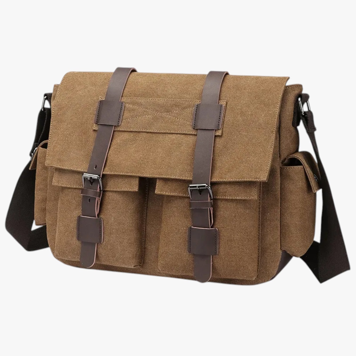 Harlan | Vintage lærredsklædt crossbody-nylontaske til mænd - LH8619-Kaffe Frankrig - bags - {{ product_tags }