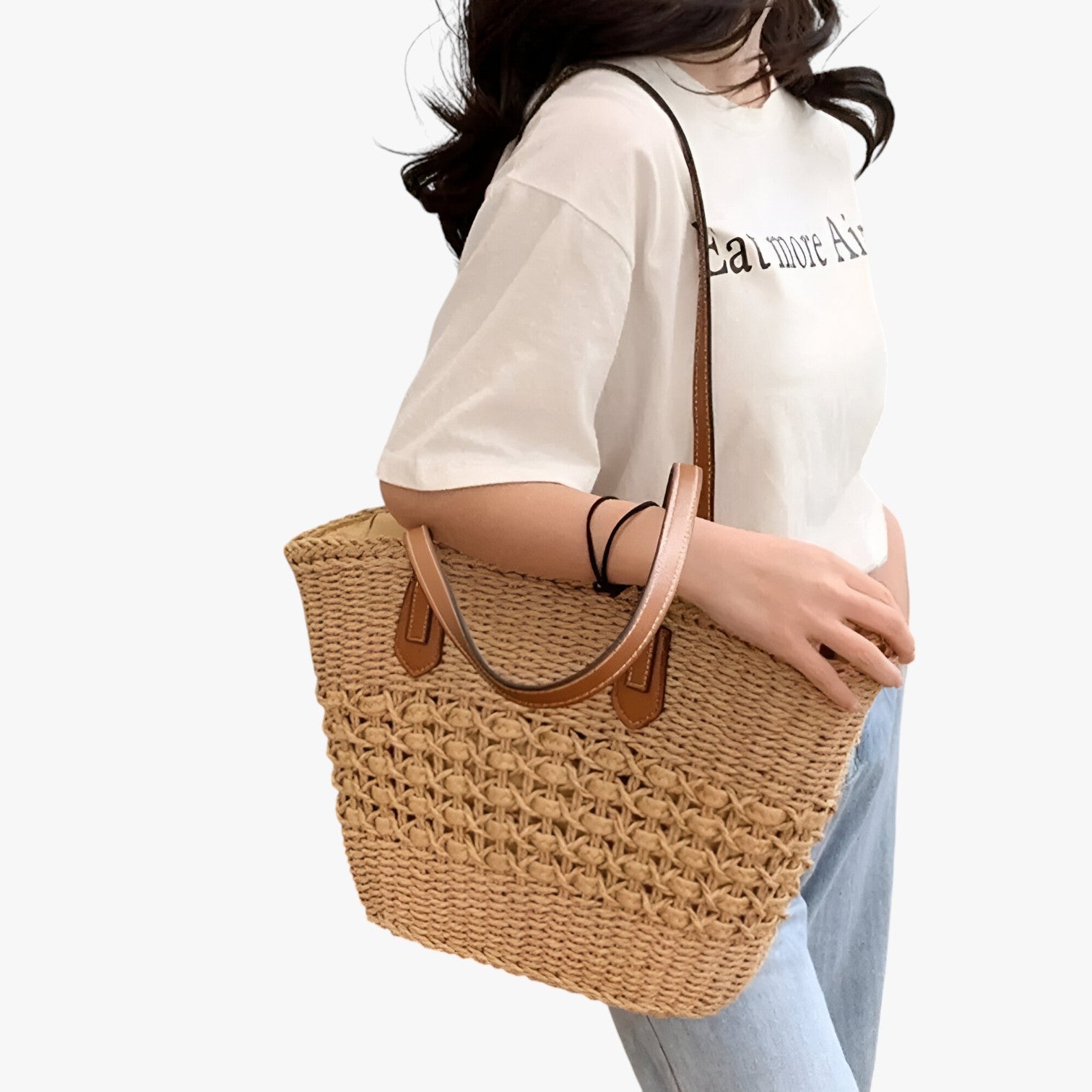 Leilani | Dame gevlochten strå skuldertas - Letvægts og rummelig sommertas - - bags - {{ product_tags }