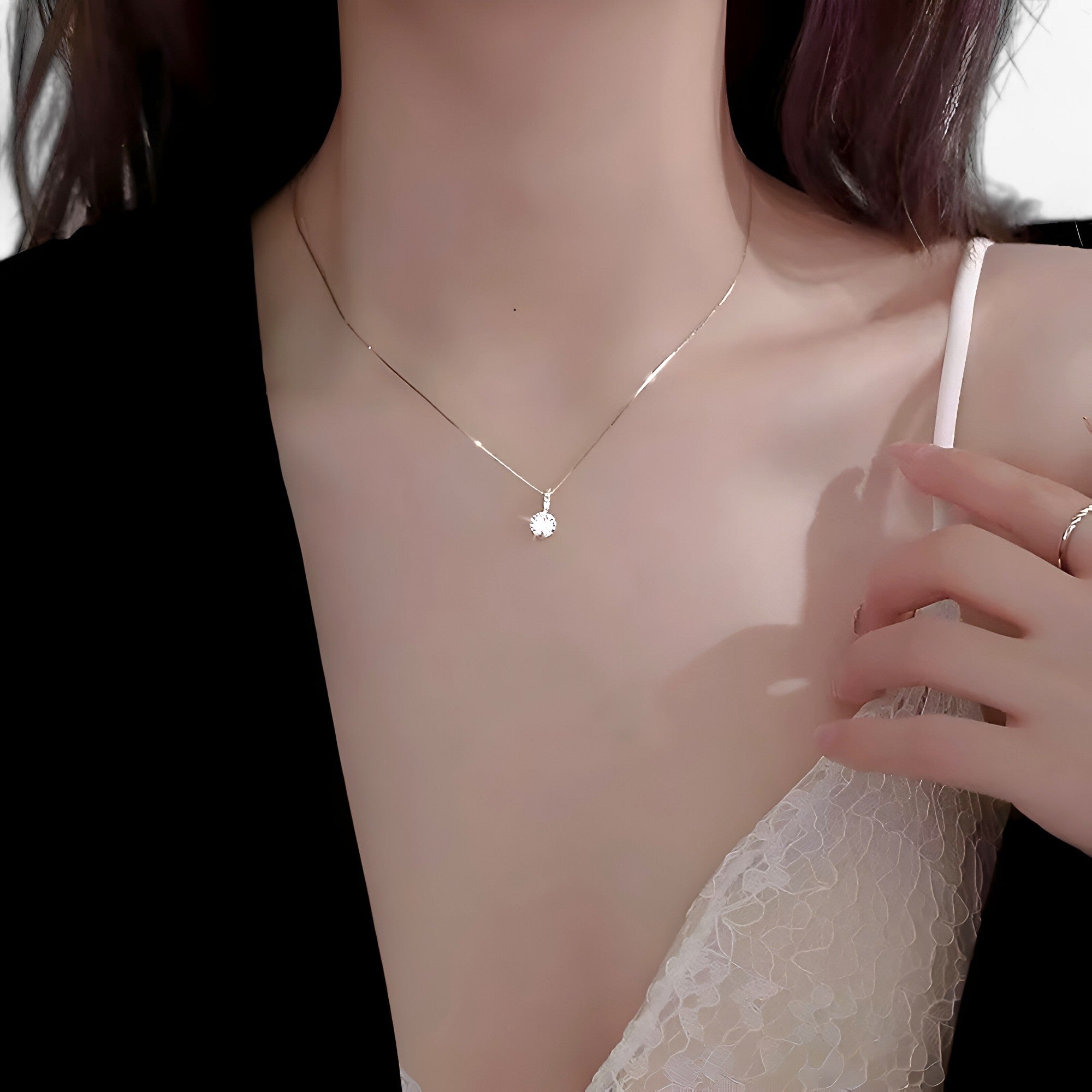Jane| Sølvbelagt halskæde med zircon - elegant minimalistisk charme - - other - {{ product_tags }