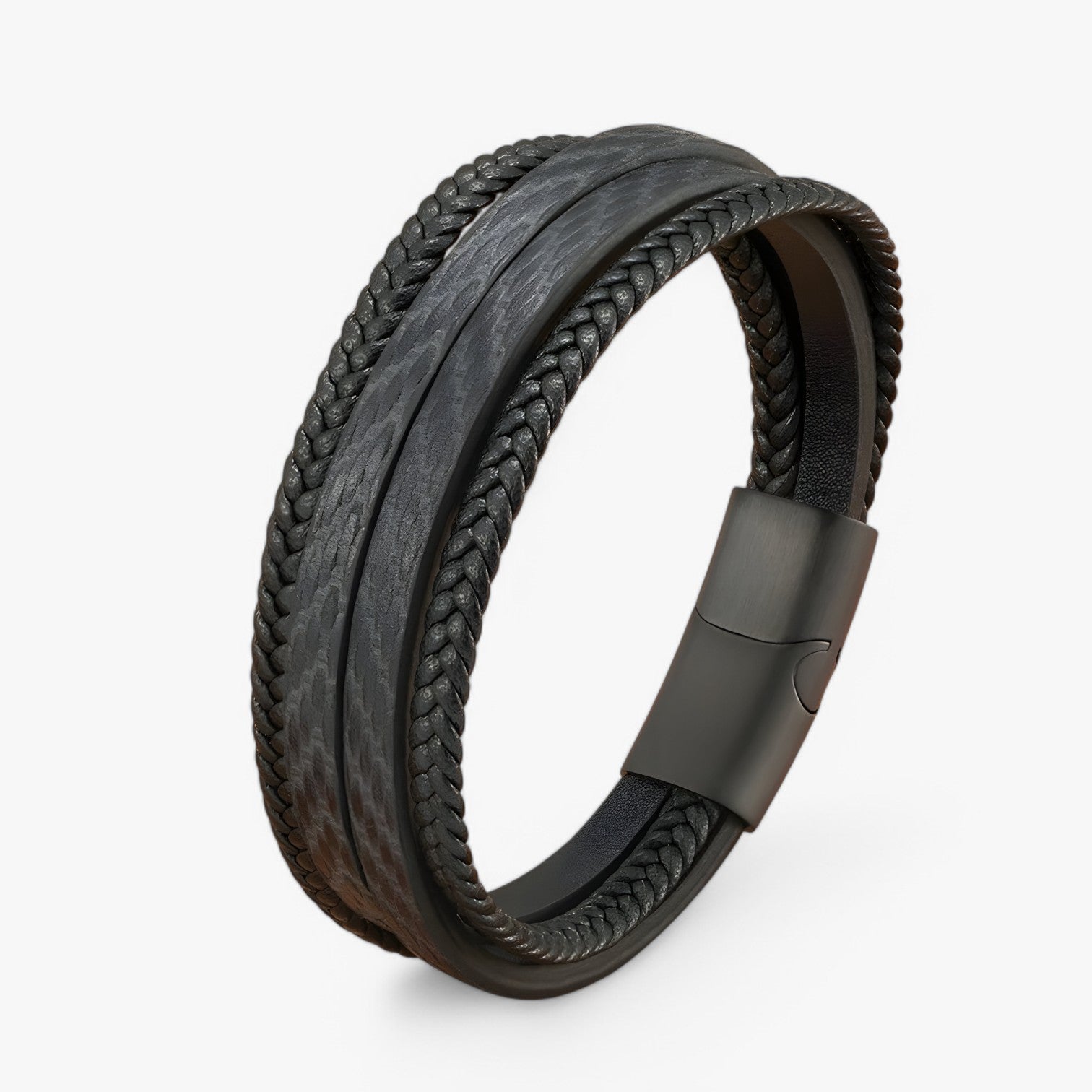 Olivier | Stilig Herrearmbånd – Flerlaget & Magnetisk - Sort med Sort - watches - {{ product_tags }