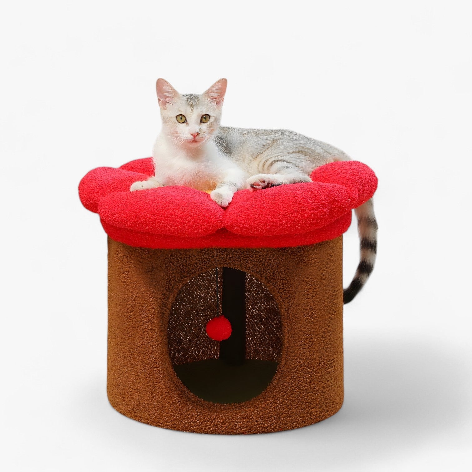 Polly | Sødt Kattehus med Aftagelig Blomsterseng - Brun - house & garden - {{ product_tags }