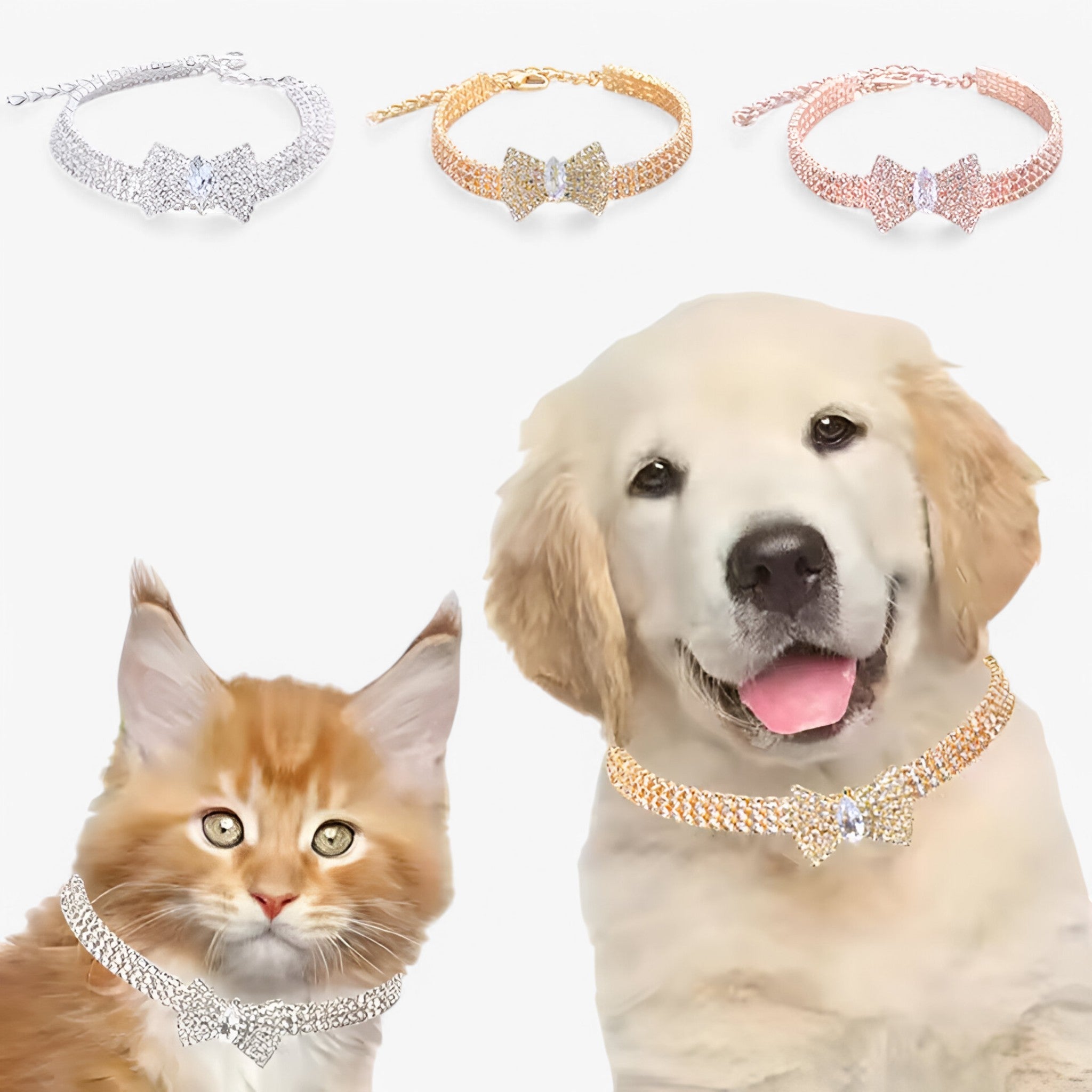 Bella | Bling kattehalsband med sløjfe og krystaller - - other - {{ product_tags }