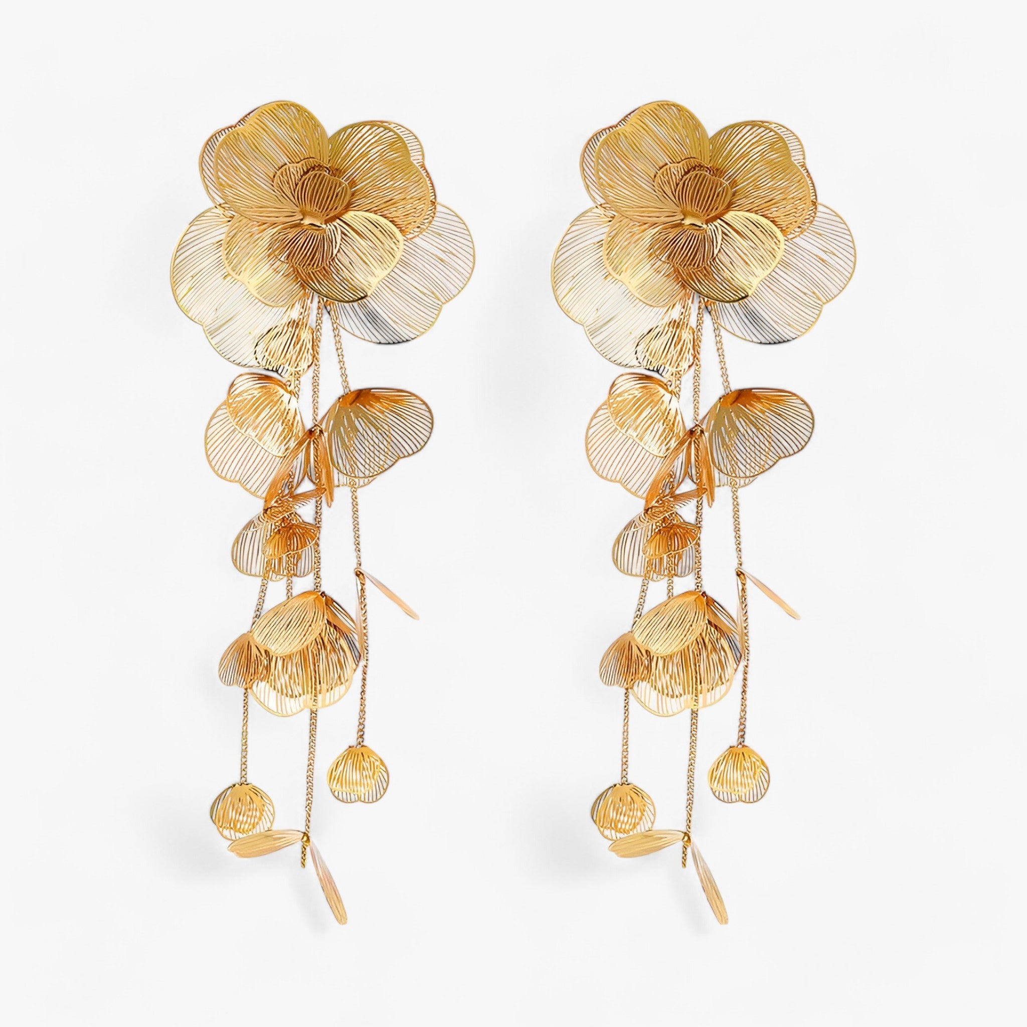 Zoë | Vintage Blomst Kwastøreringe – Elegant og Unik - Guld - women's fashion - {{ product_tags }
