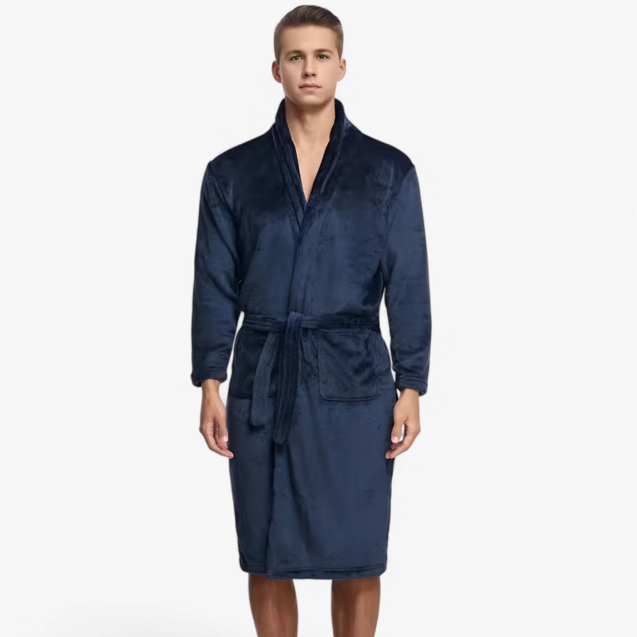 Jonas | Blød Flannel Natkjole med Lommer - Marineblå En Størrelse Kina - men's fashion - {{ product_tags }