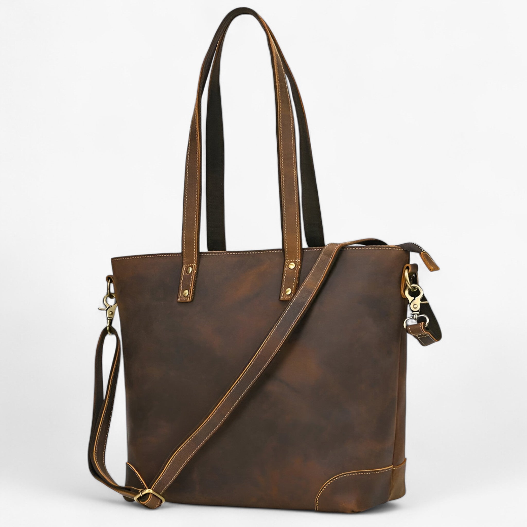 Elegant Echte Læder Tote Taske til Kvinder – Rummelig & Letvægtsdesign - Brun 1 - bags - {{ product_tags }