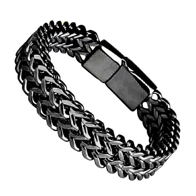 Yanis | Armbånd i rustfrit stål – skjult lukning og perfekt pasform - Sort - men's fashion - {{ product_tags }