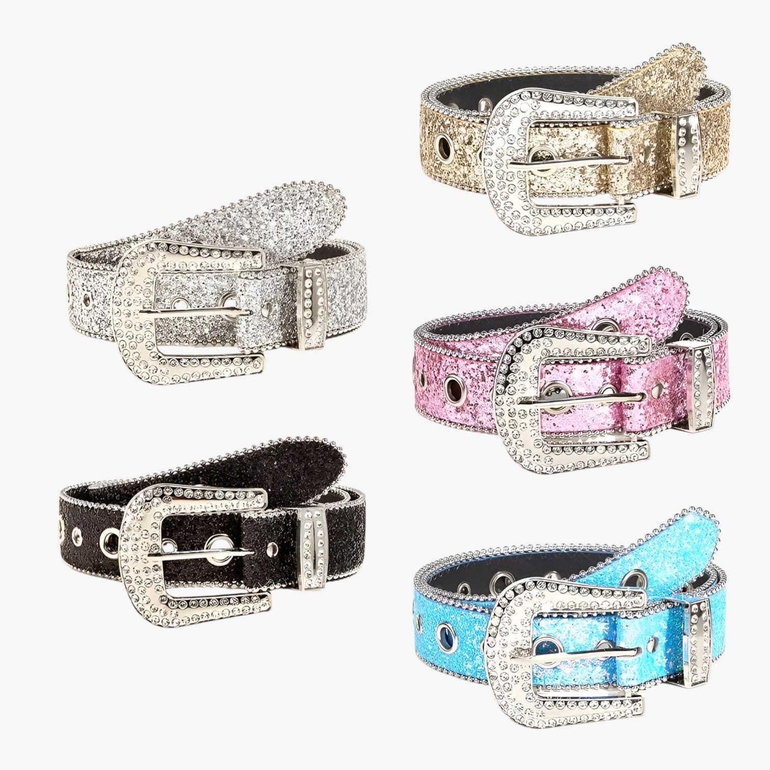 Olivia | Trendy glitrende læderbælte med nitter - - women's fashion - {{ product_tags }