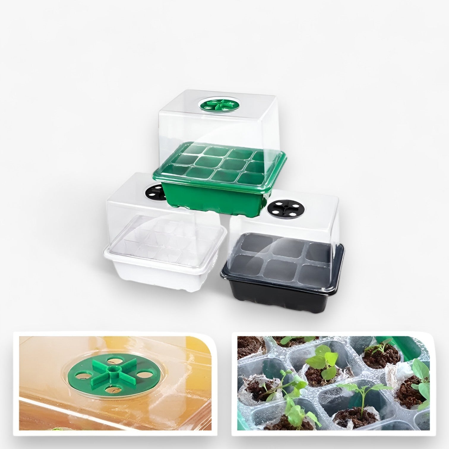 Aiden | Zaadstartplaat med Låg – Perfekt til Havearbejde & Indendørs Dyrkning - - house & garden - {{ product_tags }