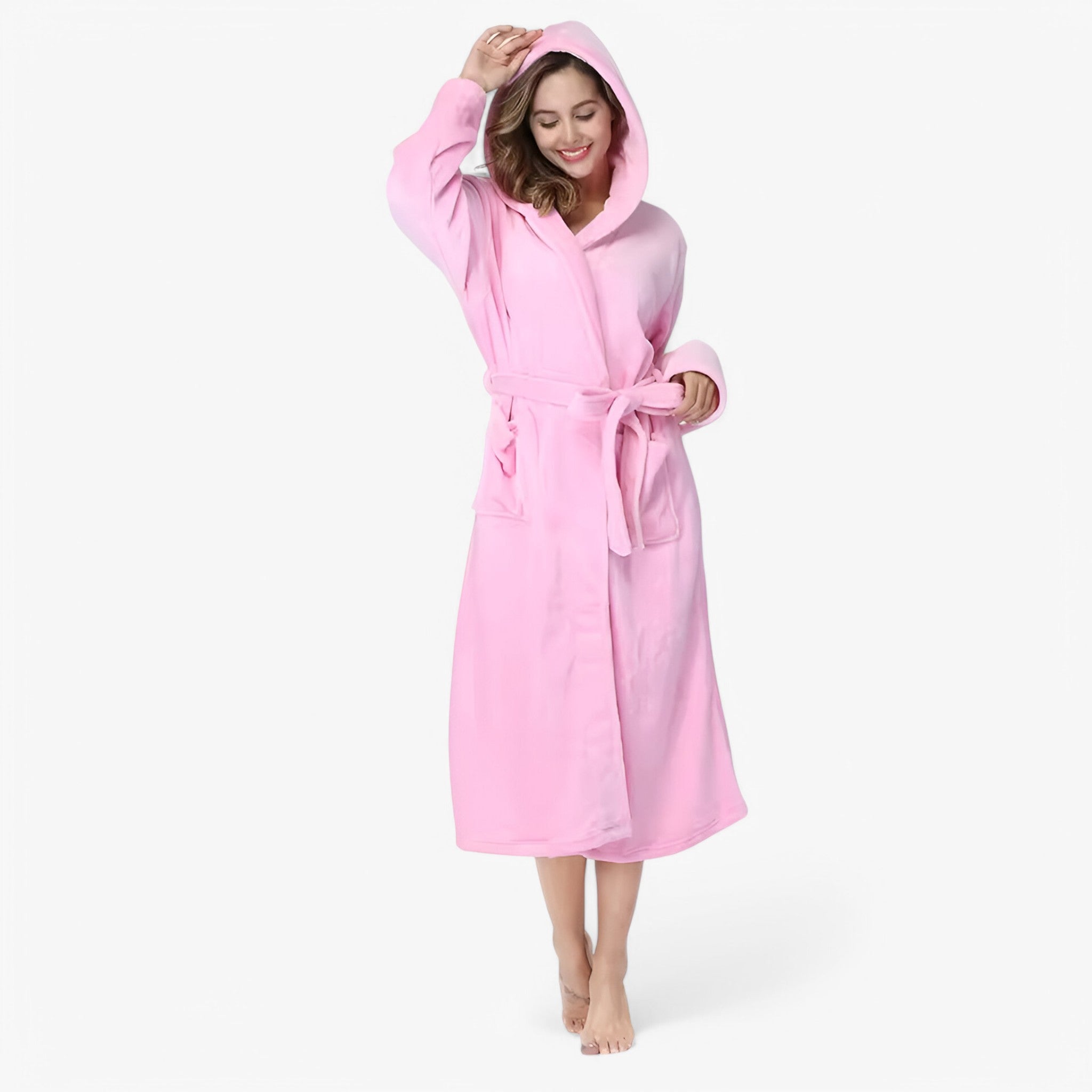 Amalie | Blød og Varm Fleece Badekåbe - Rosa - women's fashion - {{ product_tags }