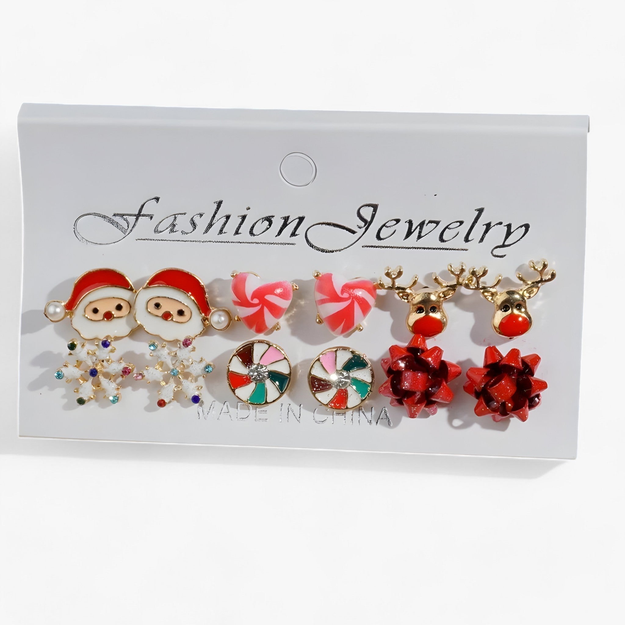 Sparkle | Sæt med 6 par juleøreringe - Glitrende design i zirkonia - 6 1 +1 GRATIS - christmas - {{ product_tags }