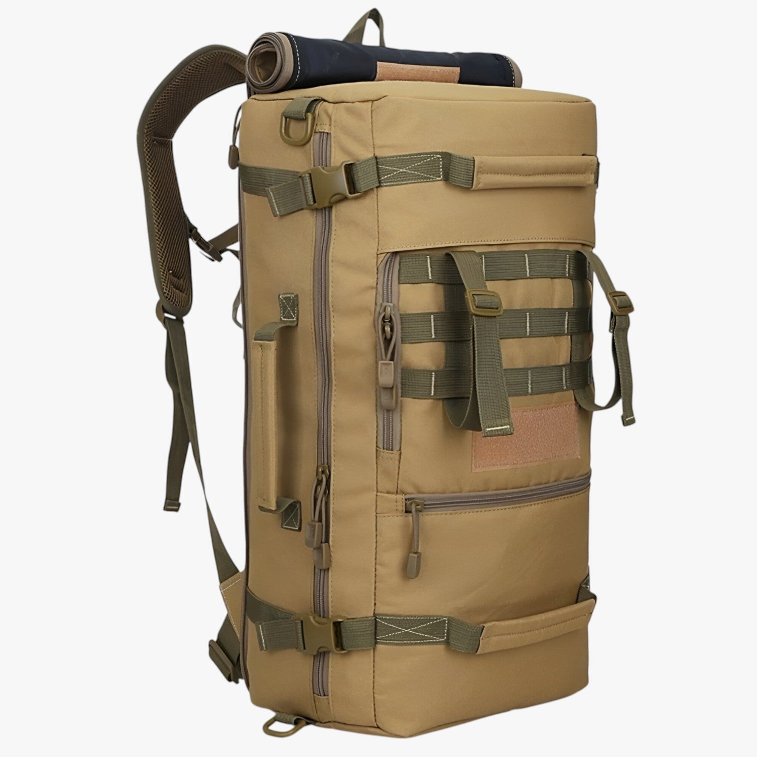 Bernardo | Stor 50L vandrerygsæk til camping, trekking og bjergbestigning - Khaki - bags - {{ product_tags }