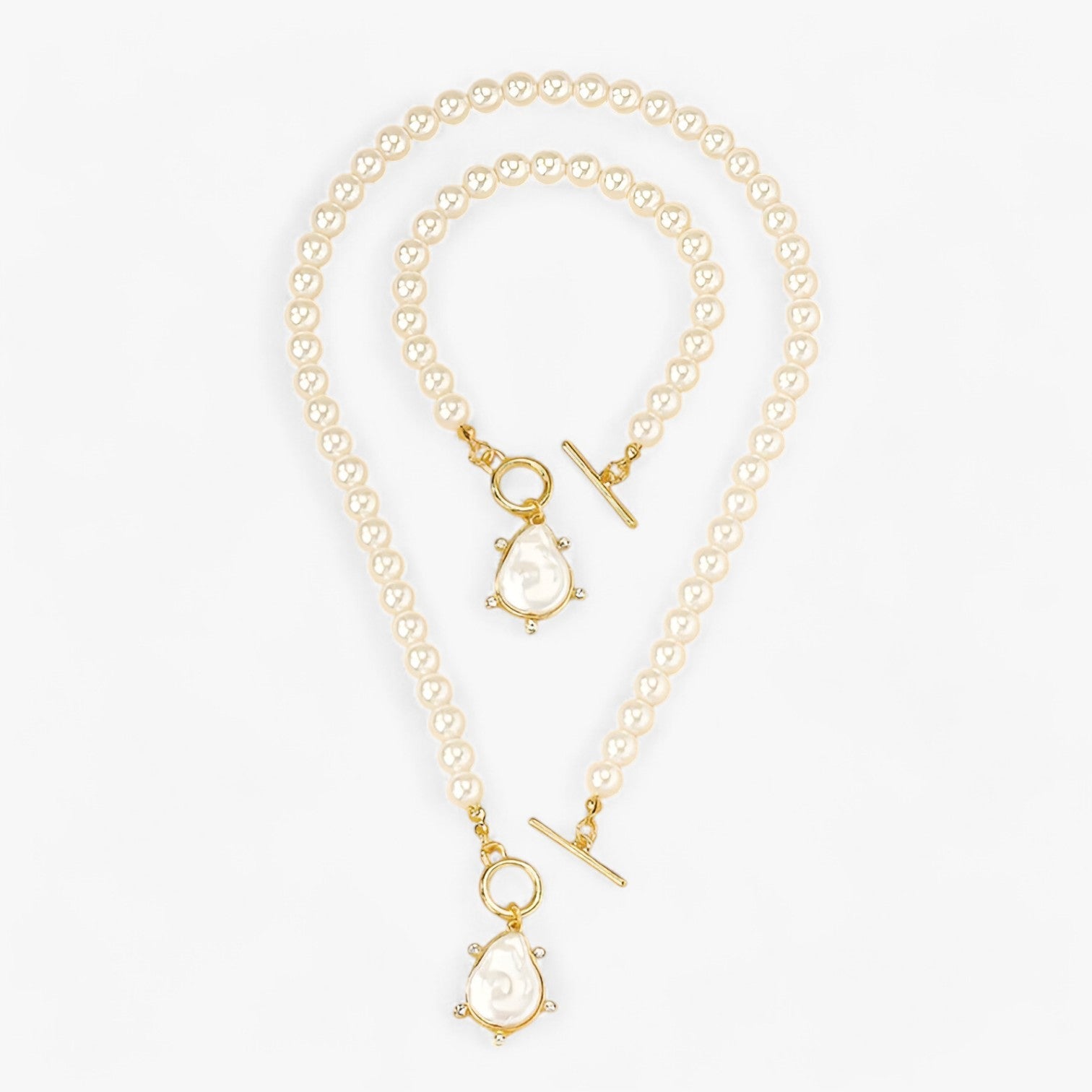 Paula | Uregelmæssigt Perle-Smykkeset – Elegant & Iøjnefaldende - Hvid - women's fashion - {{ product_tags }