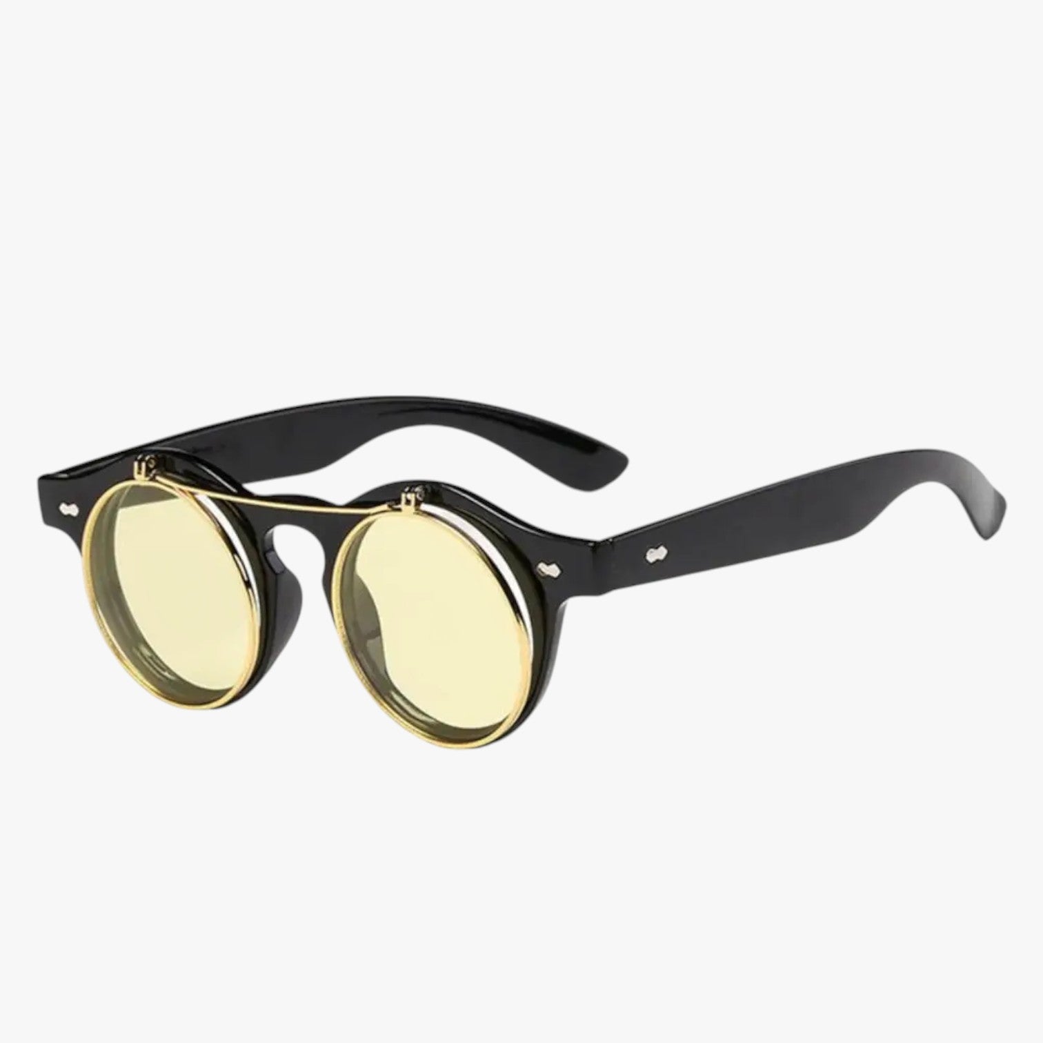 Zain | Retro unisex solbriller med dobbelt linse flip & UV-beskyttelse - gult sort - Zain | Retro unisex solbriller med dobbelt linse flip & UV-beskyttelse - €25 - {{ product_tags }