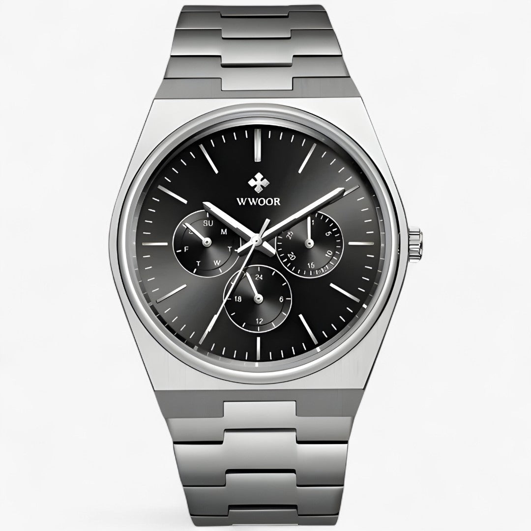 Lorcan | Stålur med safirglas - sort sølv - watches - {{ product_tags }