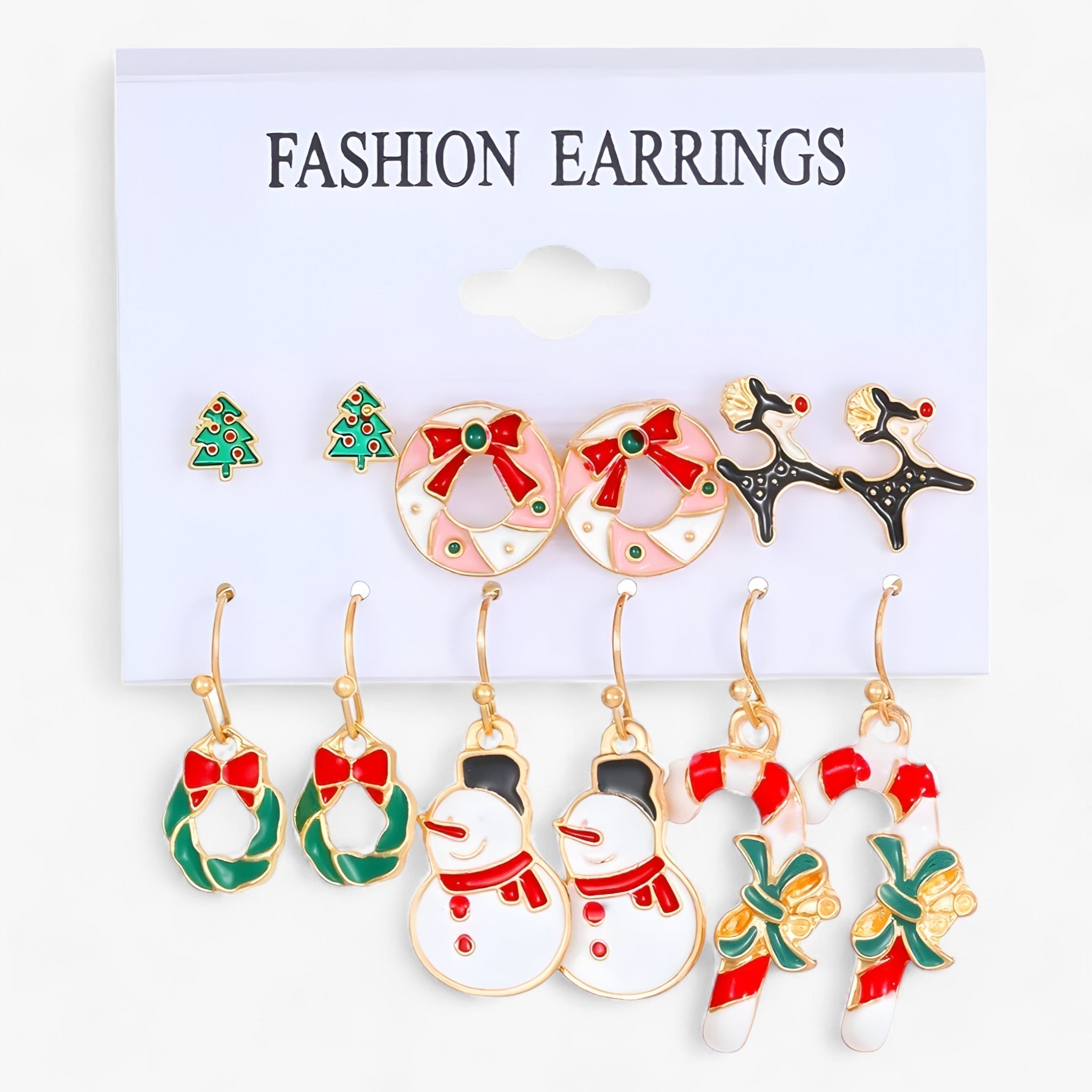 Sparkle | Sæt med 6 par juleøreringe - Glitrende design i zirkonia - 3 1 +1 GRATIS - christmas - {{ product_tags }