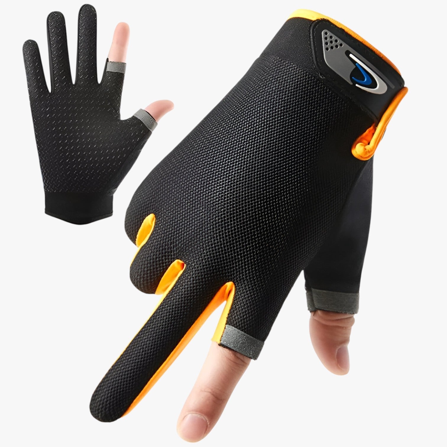 Lenard | Antiskrid vishandsker med snitfingre for greb og komfort - Orange - other - {{ product_tags }