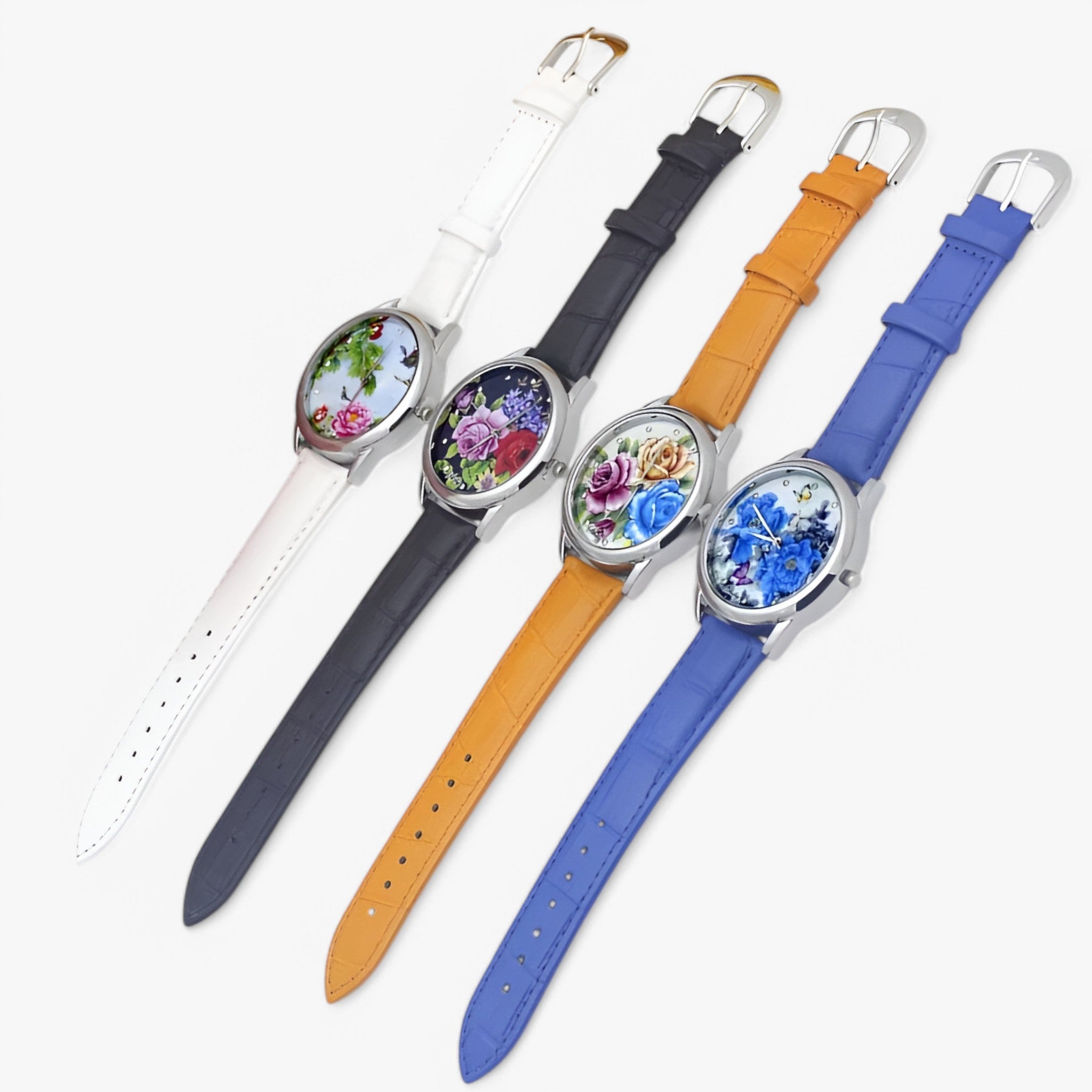 Kaia | Dameur med læderrem og elegant blomster urskive - - Kaia | Dameur med læderrem og elegant blomster urskive- €25 - {{ product_tags }