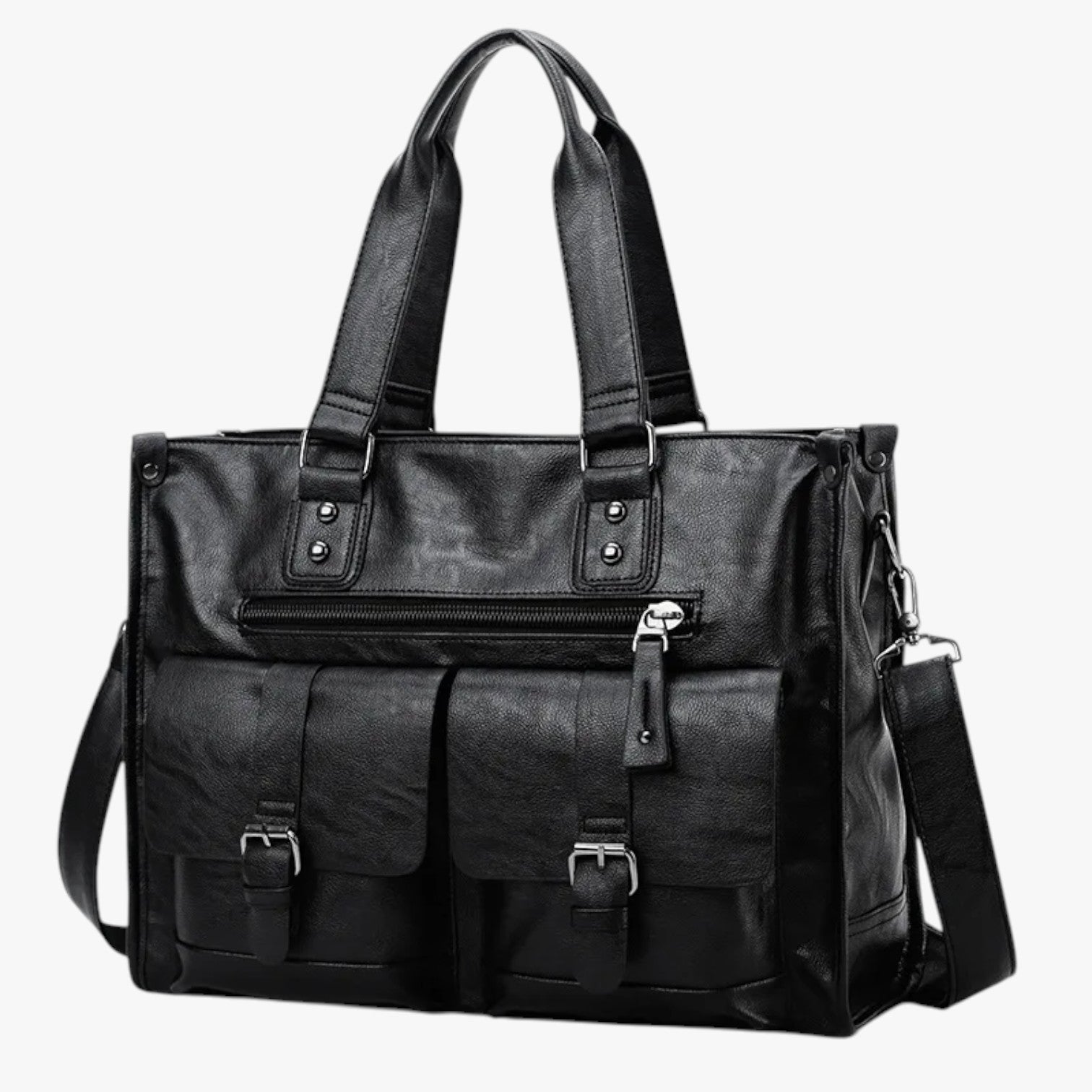 Jerry | PU-læder skuldertaske til arbejde og rejse - sort - men's fashion - {{ product_tags }