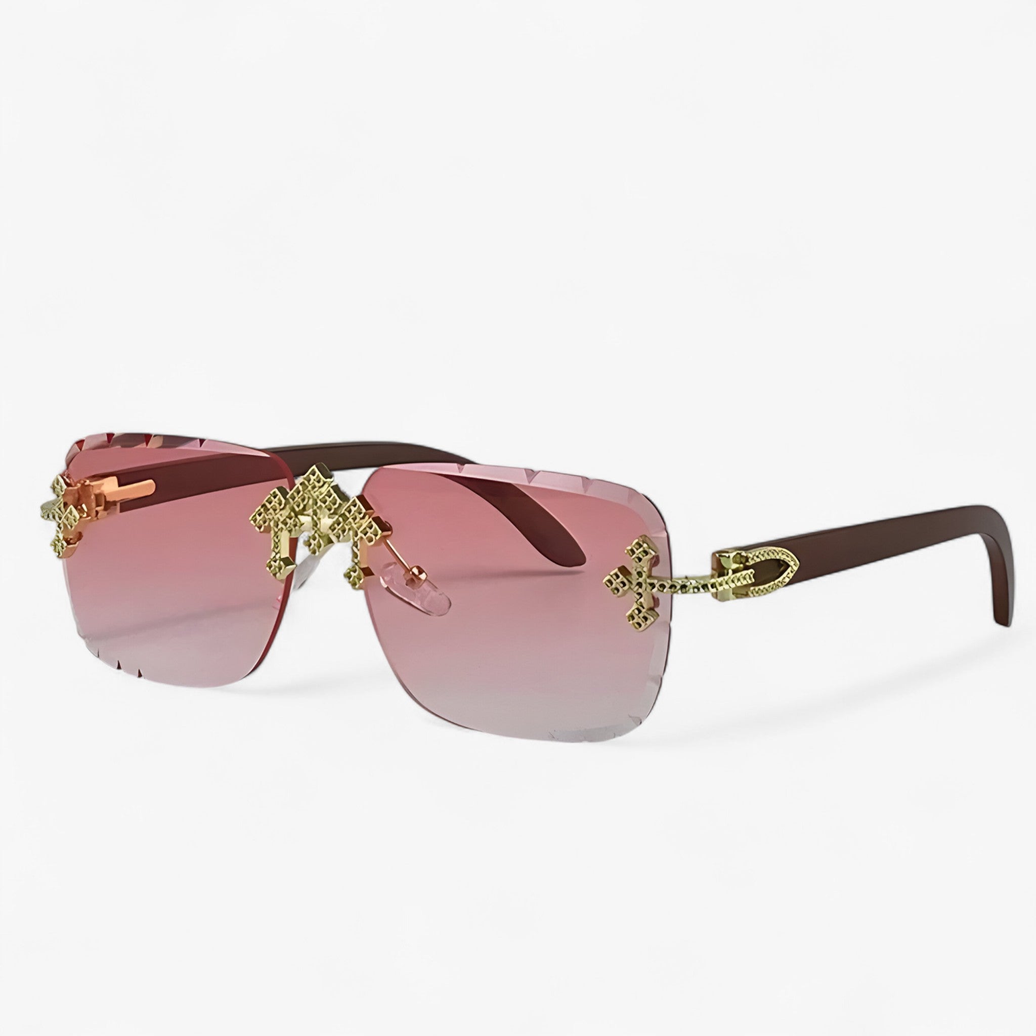 Finne | Steampunk-stil uindfattede solbriller - Dobbelt lyserød - women's fashion - {{ product_tags }