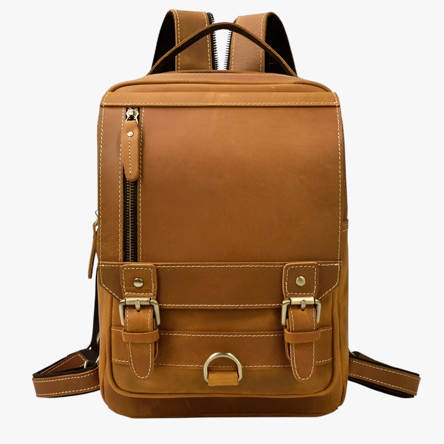 Jake | Vintage læder rygsæk med dobbelt anvendelse - 1038-lysebrun - bags - {{ product_tags }