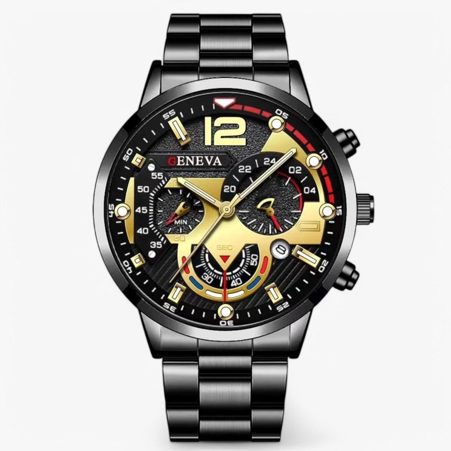 Andres | Strak & Luminous – Luxe Rustfrit Stål Herreur - Sort - watches - {{ product_tags }