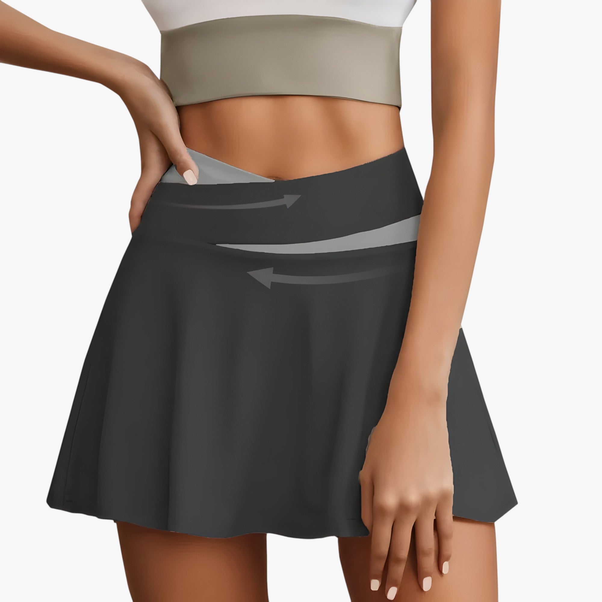 Talia | Sportsskørt med høj talje og indbyggede shorts - Sort - Talia | Sportsskørt med høj talje og indbyggede shorts- €25 - {{ product_tags }