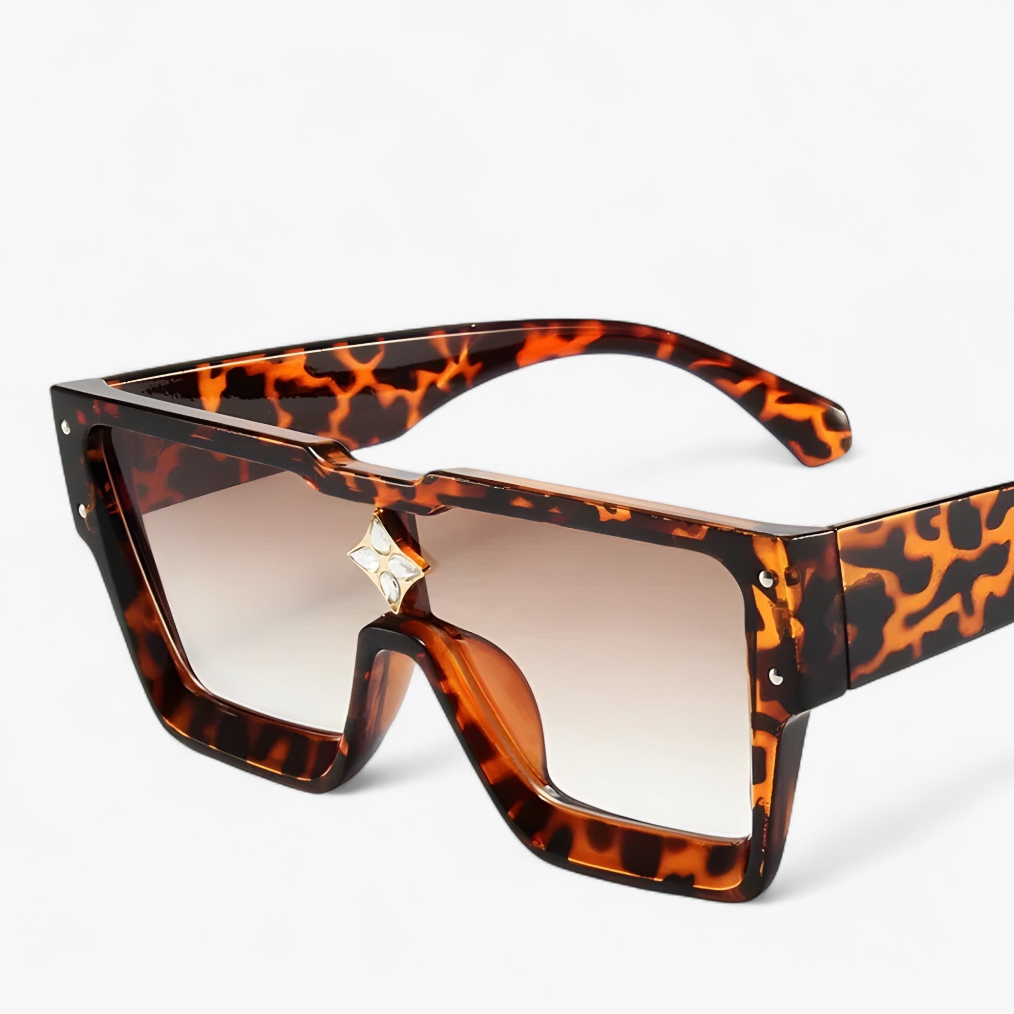 Hendrik | Punk spejlede firkantede solbriller - Leopardte - men's fashion - {{ product_tags }