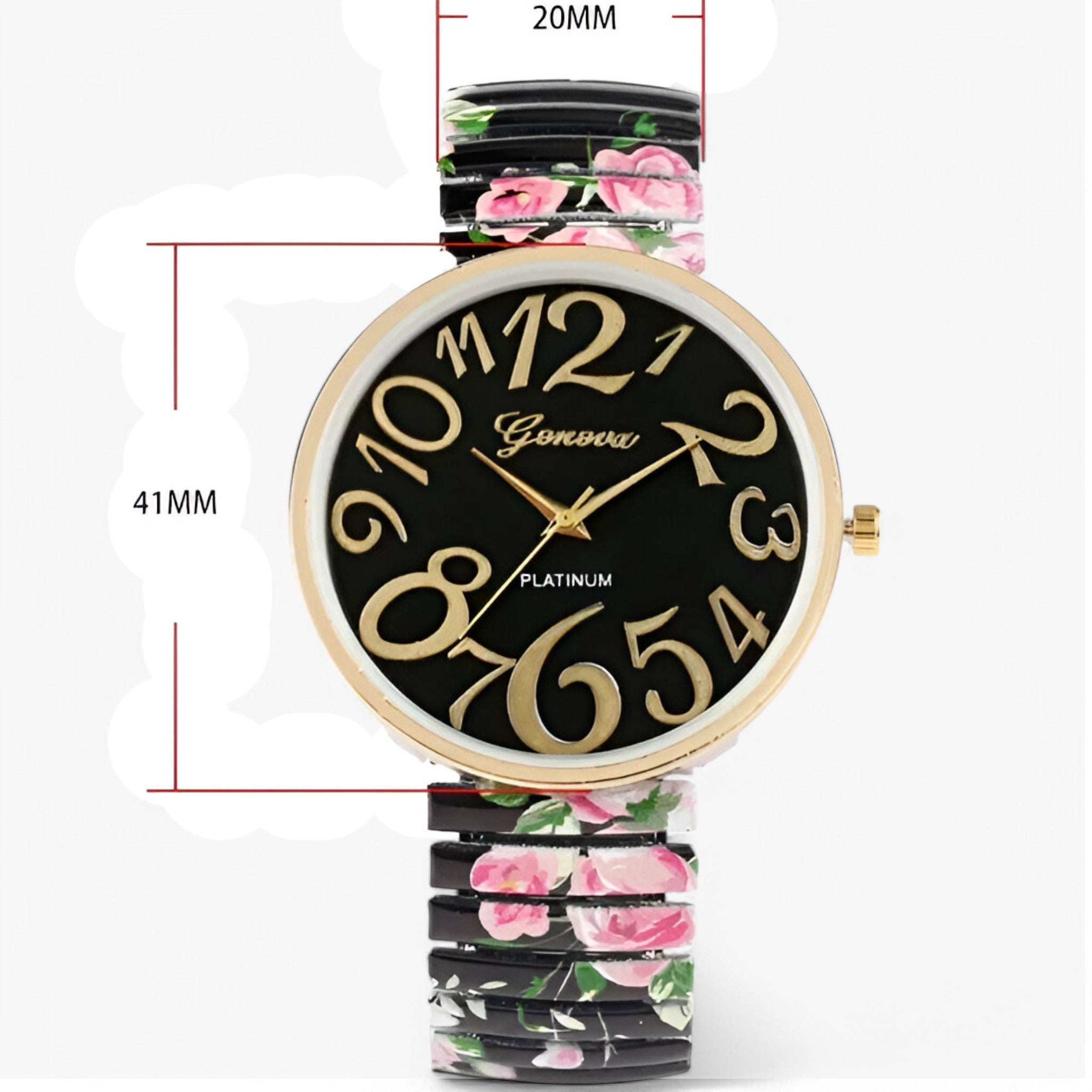 Janine | Damesur med store tal og elastisk rem - - watches - {{ product_tags }