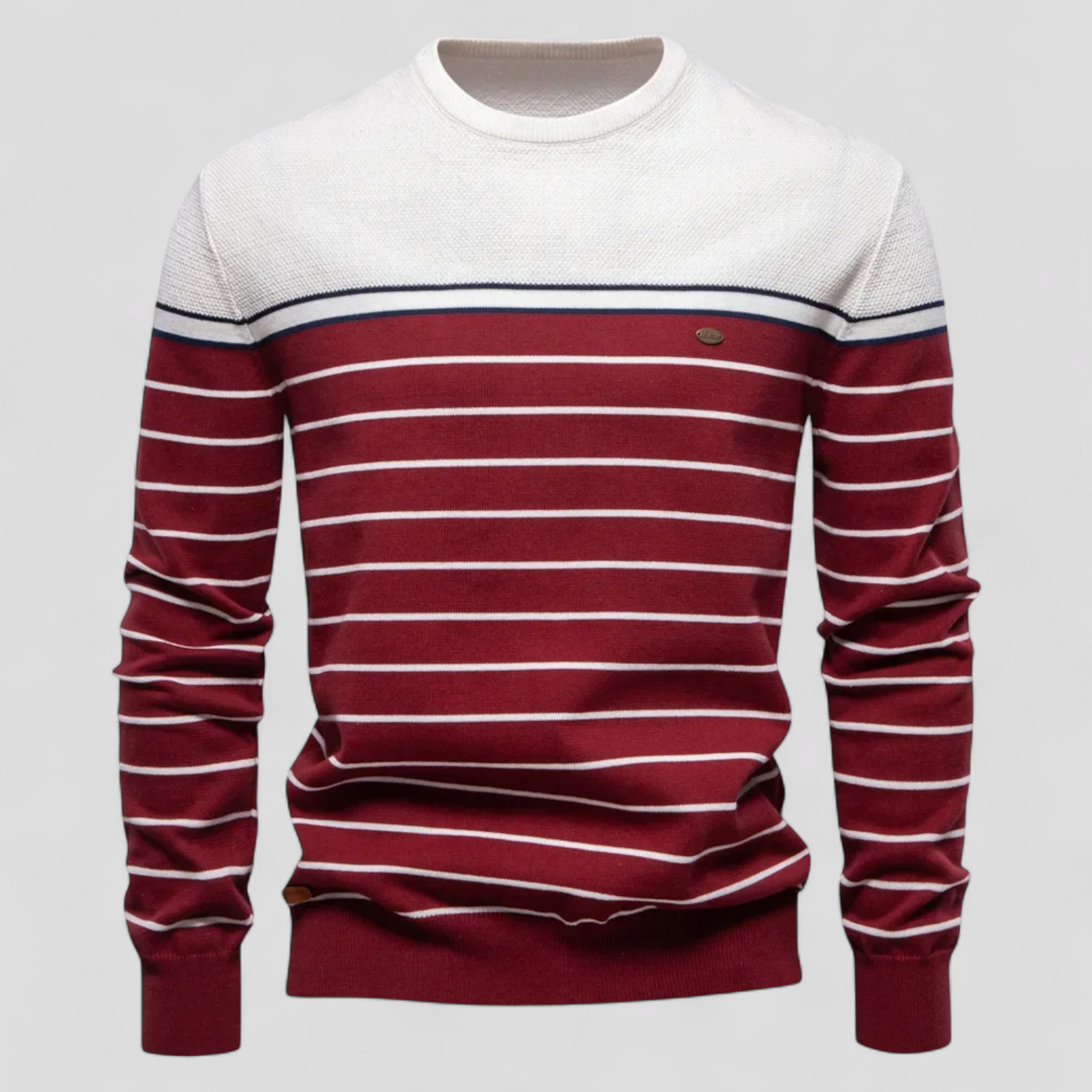 Calvin | Efterårsstribet premium sweater varm, elastisk og med perfekt stil - Rød - Calvin | Efterårsstribet premium sweater varm, elastisk og med perfekt stil - €25 - {{ product_tags }