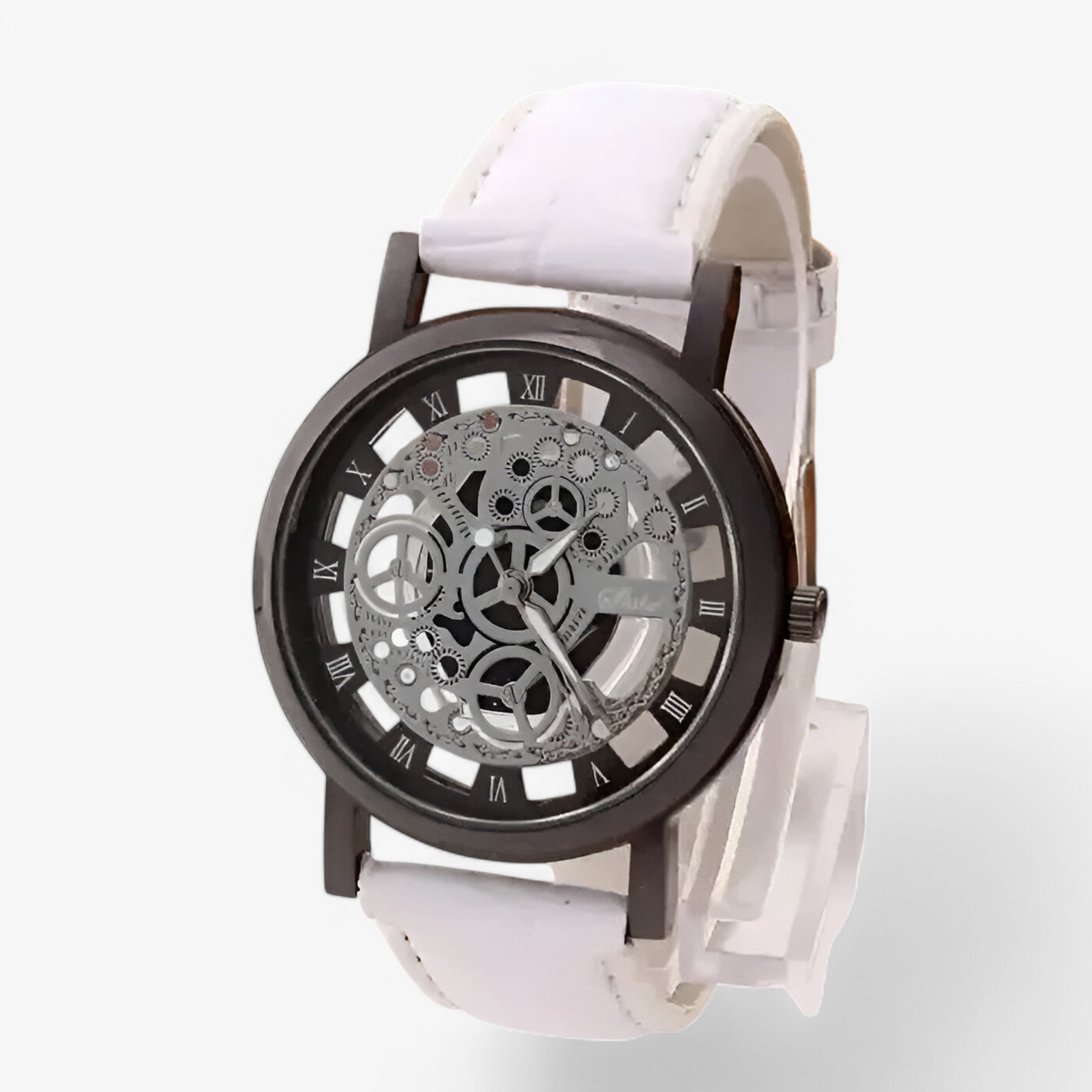 Olivier | Kvartsur med læderrem og romersk urskive - sort og hvid - watches - {{ product_tags }