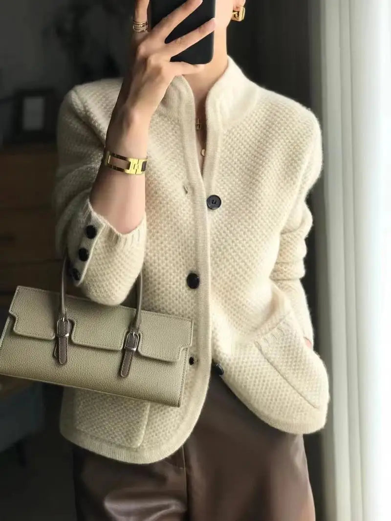 Dame Bloed Cashmere-Stil Knap-Cardigan - - Cardigan - {{ product_tags }