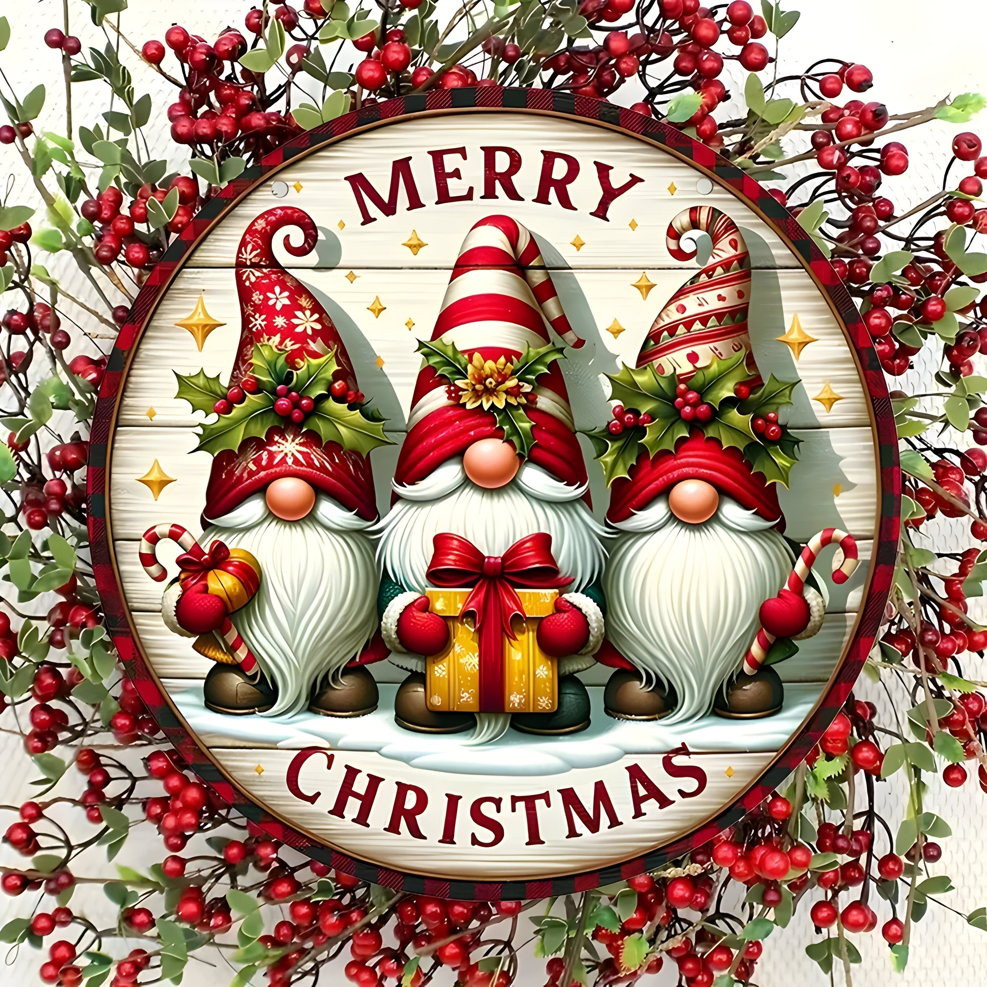 Festlig dekoration af Emily | Træ julegnomepanel - Tilføj et fantasifuldt præg - Burgunder 1 +1 GRATIS - christmas - {{ product_tags }