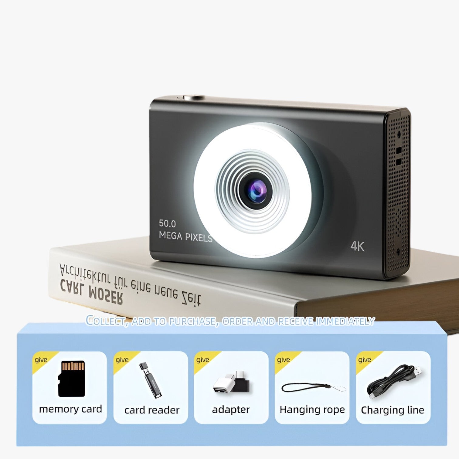 Gabin | 4K Retro Kamera – Høj opløsning og bærbart design - Sort 64GB kort - other - {{ product_tags }
