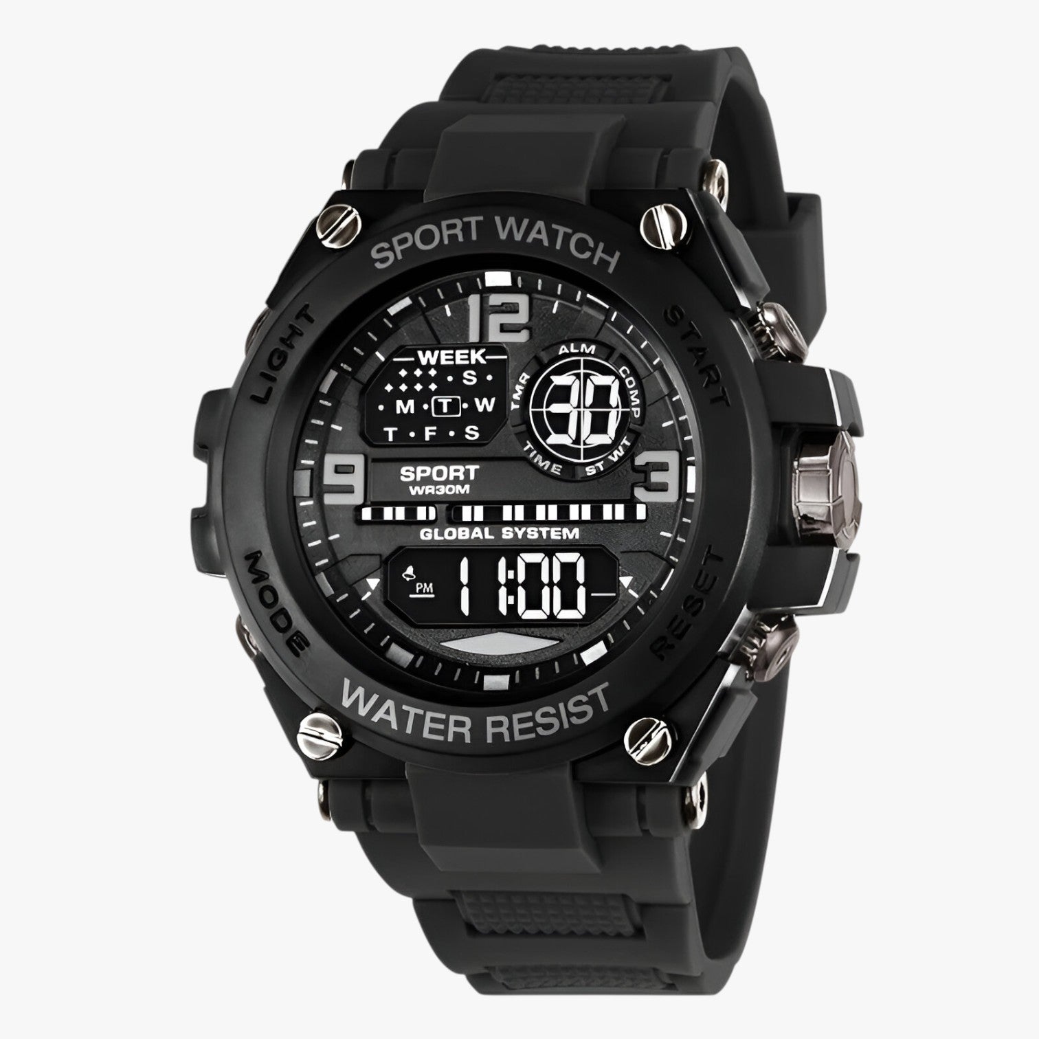 Kevin | Vandafvisende sportur med stødbeskyttelse - Sort - watches - {{ product_tags }
