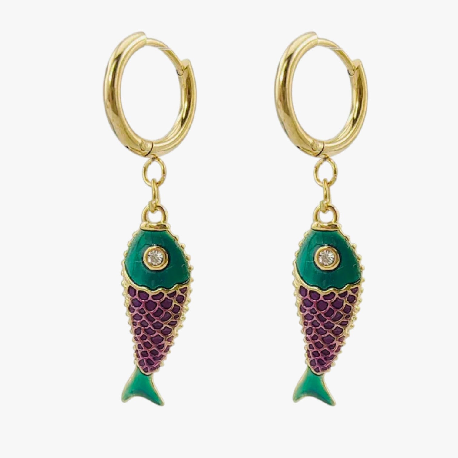 Irene | Sommerlige Koi ørestikker i farvet stål - Purpur - Irene | Sommerlige Koi ørestikker i farvet stål - €25 - {{ product_tags }