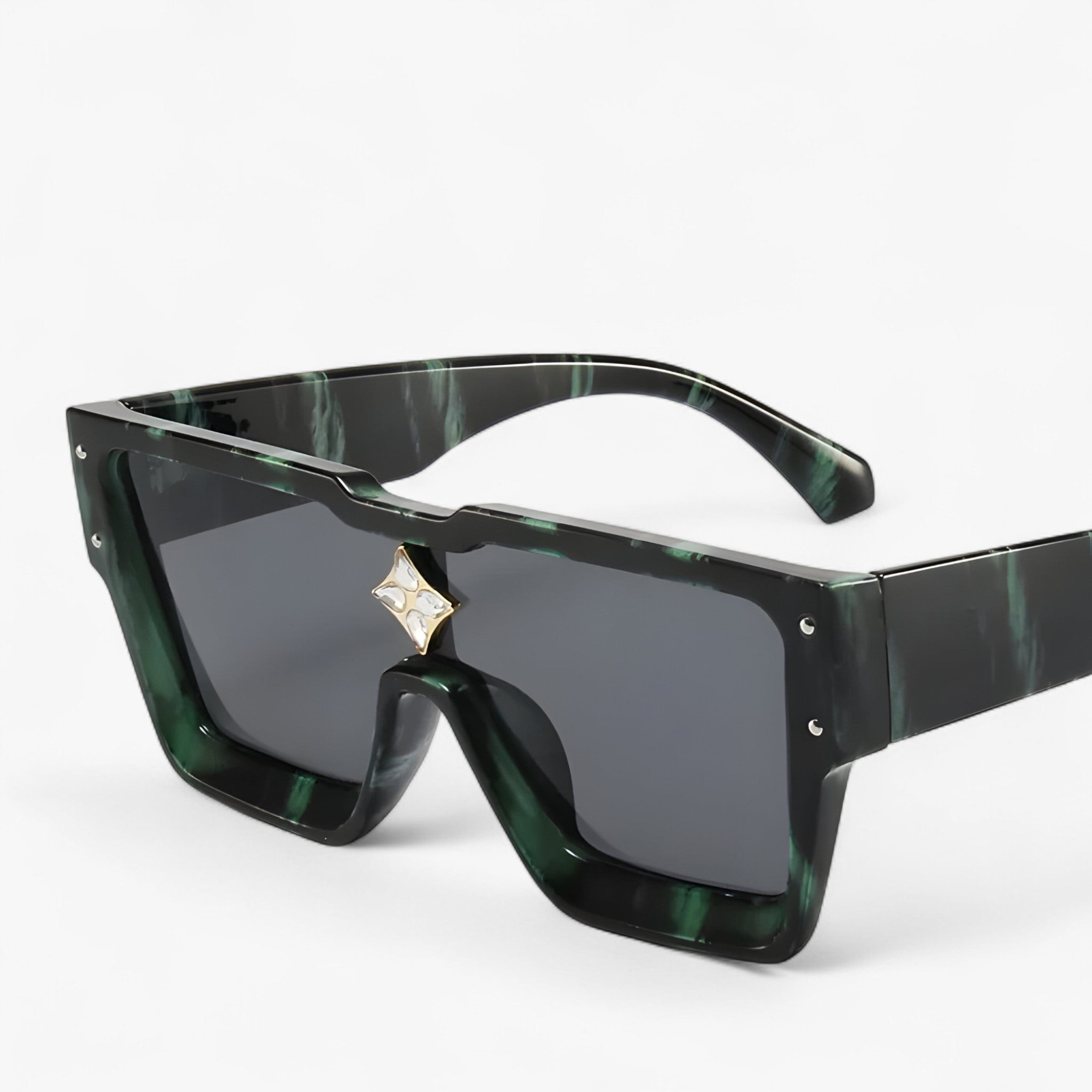 Hendrik | Punk spejlede firkantede solbriller - Grøn Grå - men's fashion - {{ product_tags }