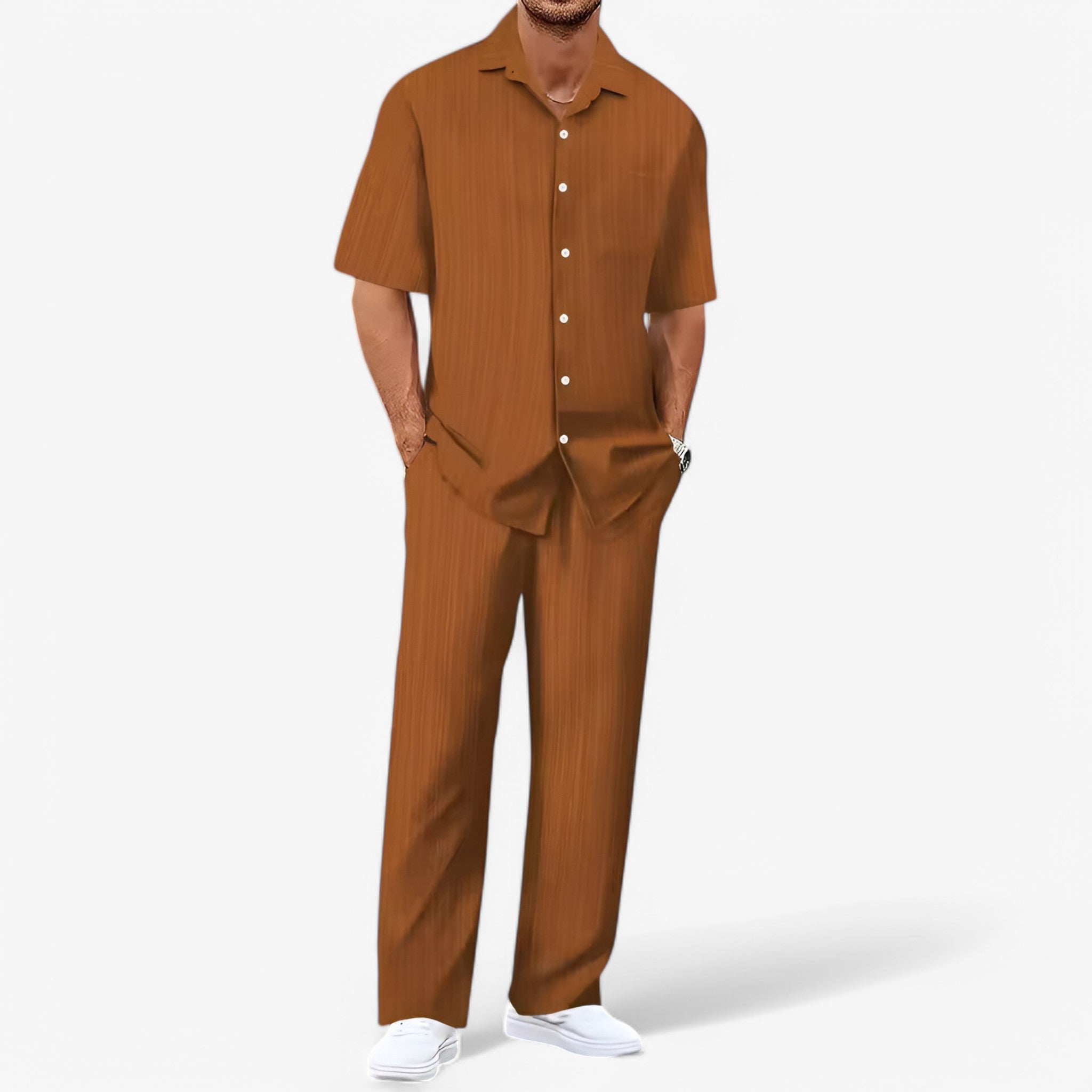Lorenzo | Business Casual sæt med skjorte og bukser - Kaffe Pakke med 1 stk. - Lorenzo | Business Casual sæt med skjorte og bukser- €25 - {{ product_tags }