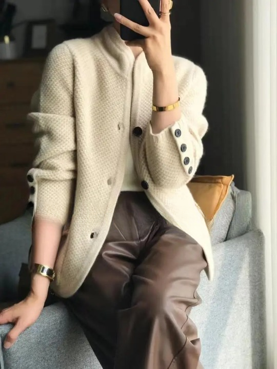 Dame Bloed Cashmere-Stil Knap-Cardigan - - Cardigan - {{ product_tags }