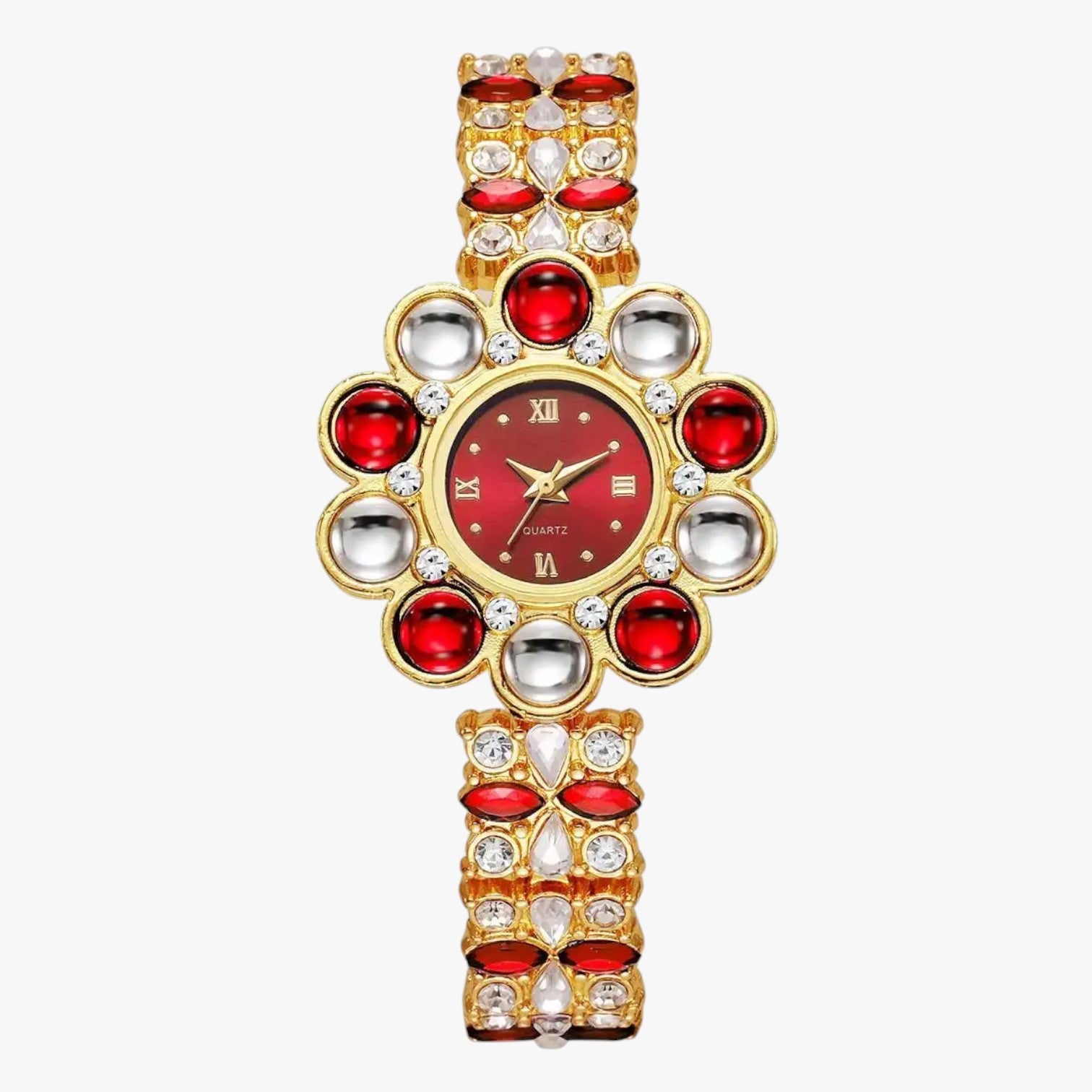 Lilliana | Elegant ur med krystalblomsterkrans - Rosso - Lilliana | Elegant ur med krystalblomsterkrans - €25 - {{ product_tags }
