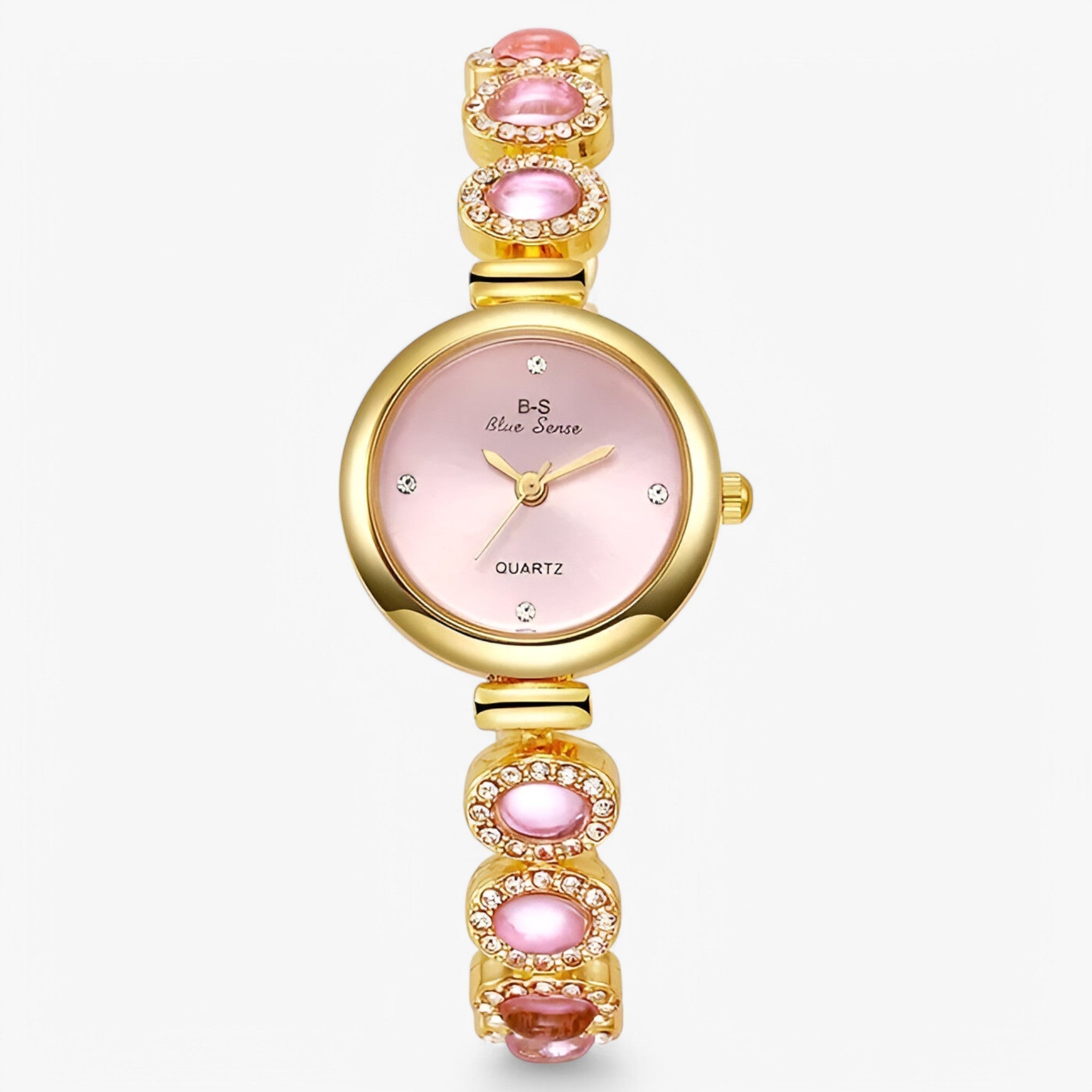 Veronica | Dameur med grønne sten og design inspireret af luksusmærker - Lyserød 1 - watches - {{ product_tags }