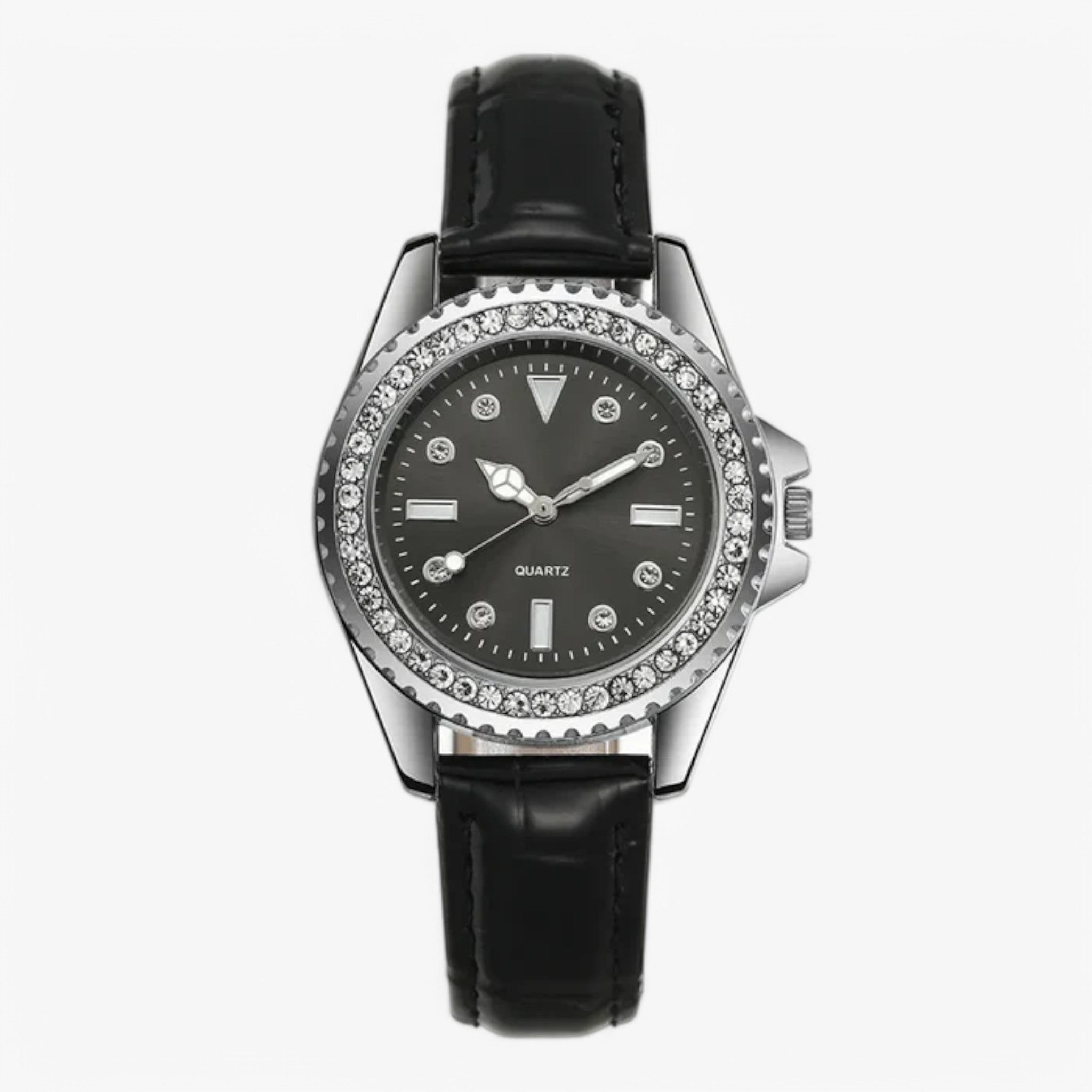 Gemma | Grønt læderur med funklende diamanter - Sort - watches - {{ product_tags }