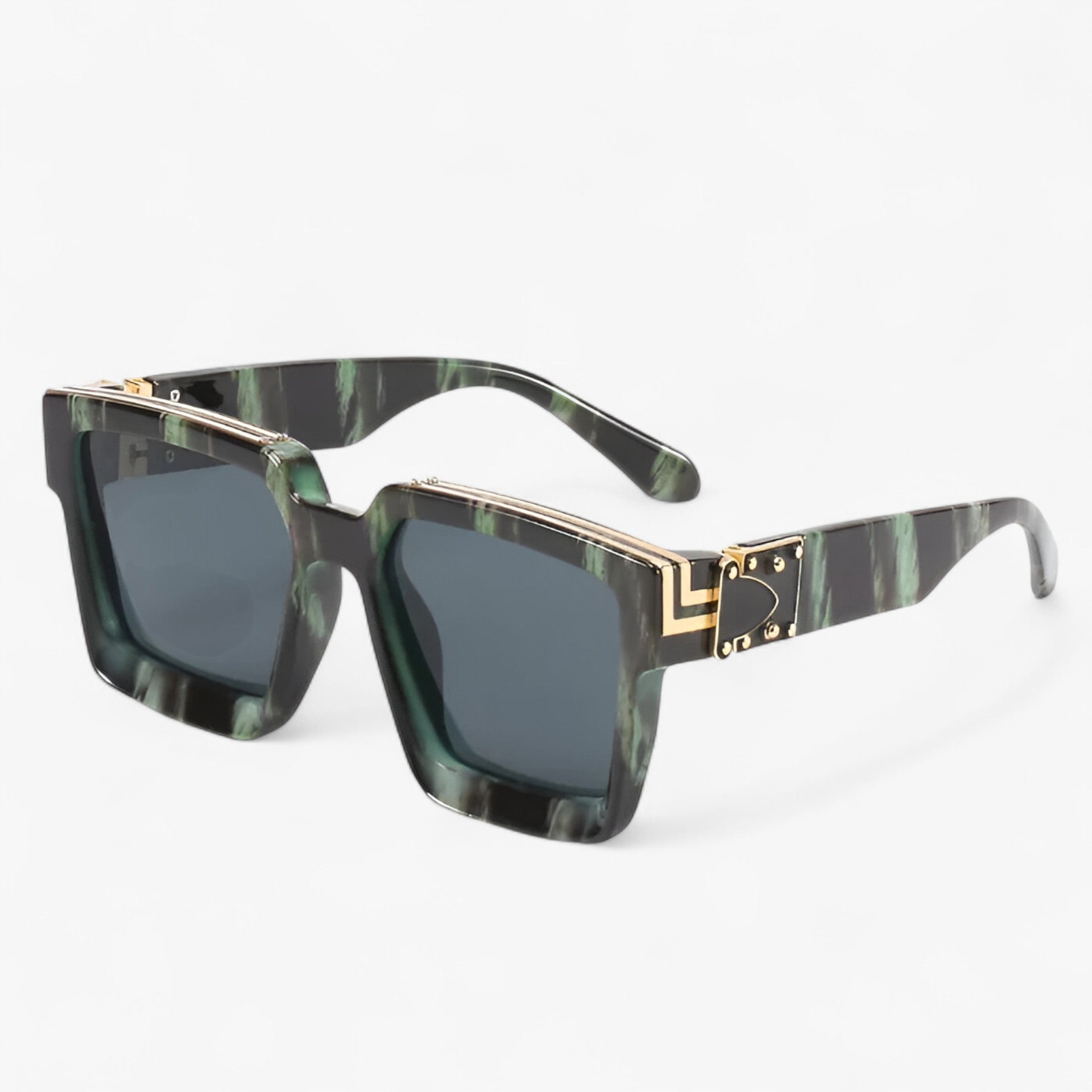 Manuel | Retro firkantet spejl solbriller til mænd - Grøn model - men's fashion - {{ product_tags }