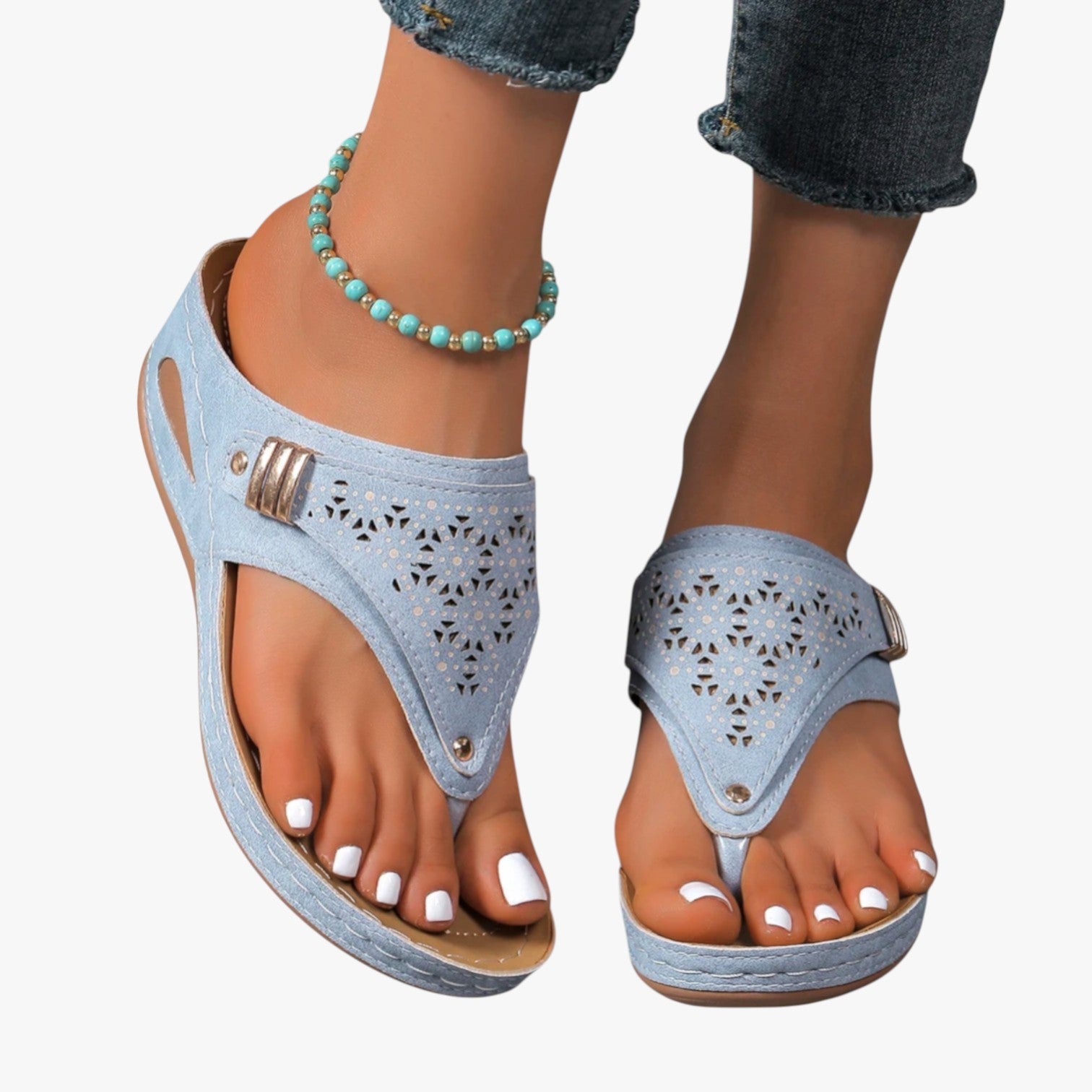Julia | Bløde ortopædiske damesandaler, skridsikre og med sommerplatform - - Julia | Bløde ortopædiske damesandaler, skridsikre og med sommerplatform - €25 - {{ product_tags }