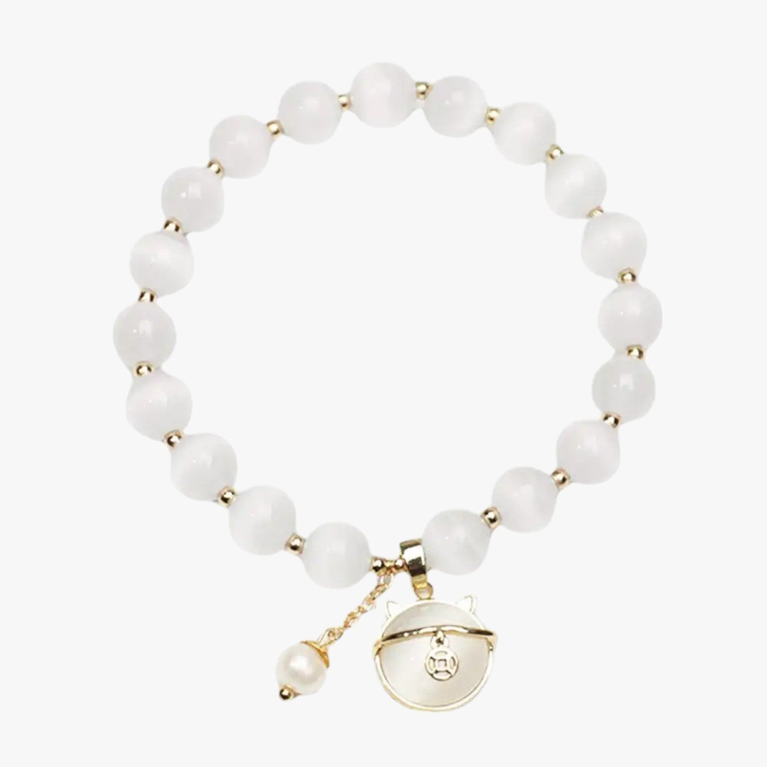 Alora | Opalperlearmbånd med heldig kat-charme, elegant justerbar gave - A - Alora | Opalperlearmbånd med heldig kat-charme, elegant justerbar gave - €25 - {{ product_tags }